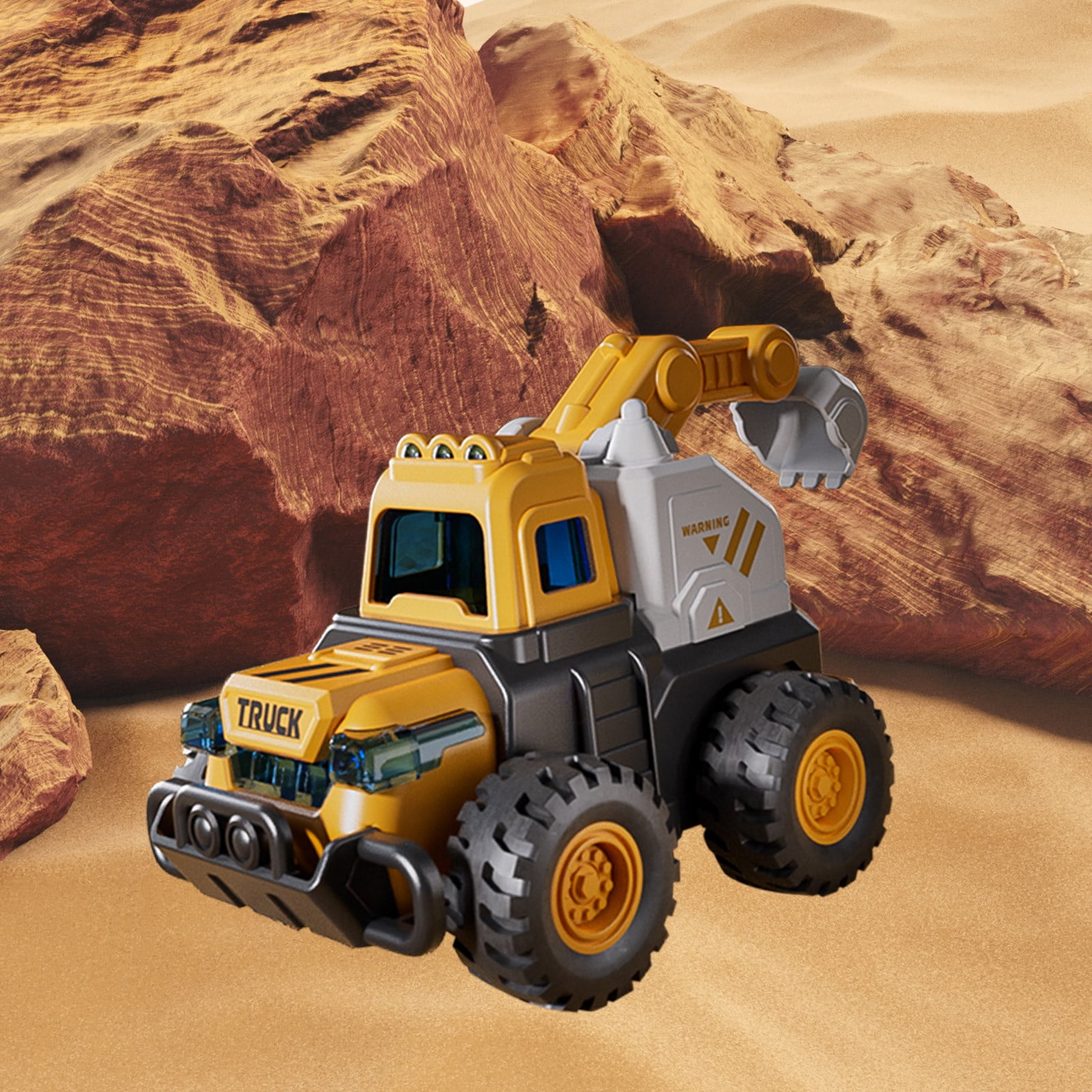 QTOCIO Inertia Excavator Toy Engineering Vehicle Simulation Press-and-Go Construction Truck (Yellow, 6 in) lifz9