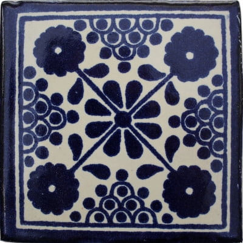 Fine Crafts & Imports Damasco Talavera Mexican Tile (Blue, 4.2 in x 4.2 in, 9-Piece Set) auhkp
