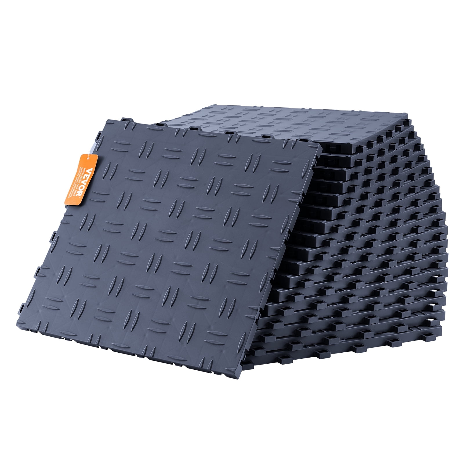 VEVOR Interlocking Garage Floor Tiles, Non-Slip Diamond Texture Flooring for Workshops and Basements (Graphite Gray, 25 Pack, 12 x 12 x 0.53 in) snxxr