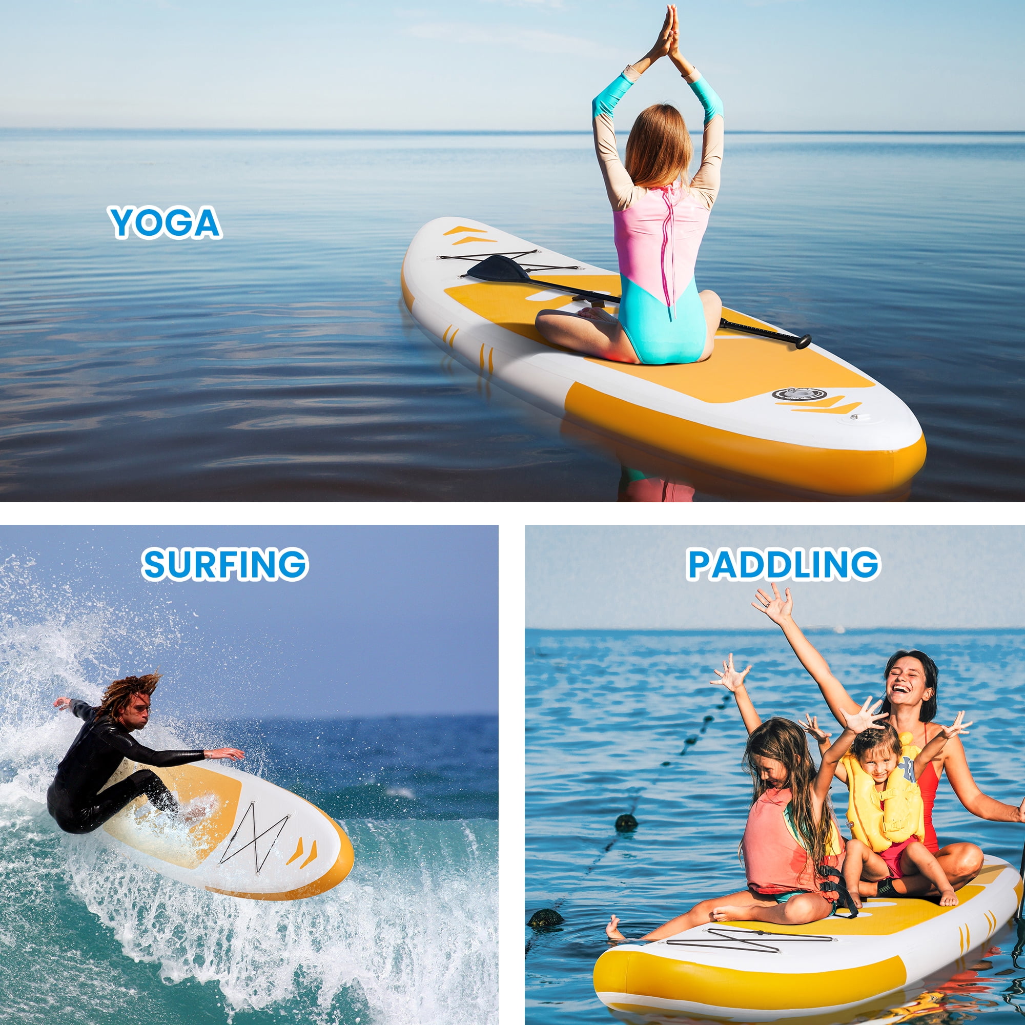 Naipo Inflatable Stand Up Paddle Board Ultra-Light SUP for Surfing and Touring (Orange, 120 in x 30 in x 6 in) tay89