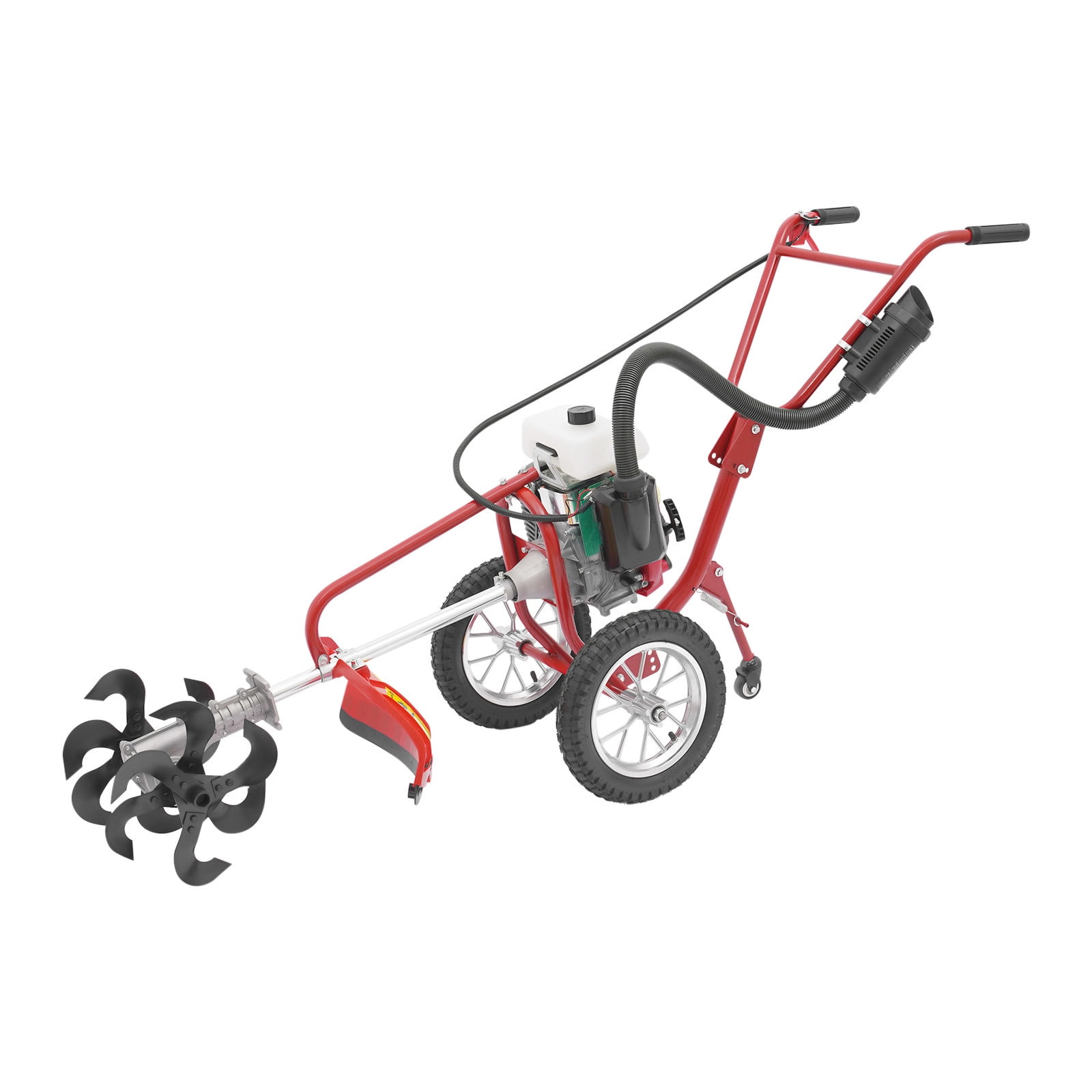 Generic 3-in-1 Gas Tiller Cultivator, 4-Stroke 63cc 4HP Engine, Heavy-Duty Gardening Machine for Tilling, Trenching, and Mowing (63cc, 4HP) 38a7g