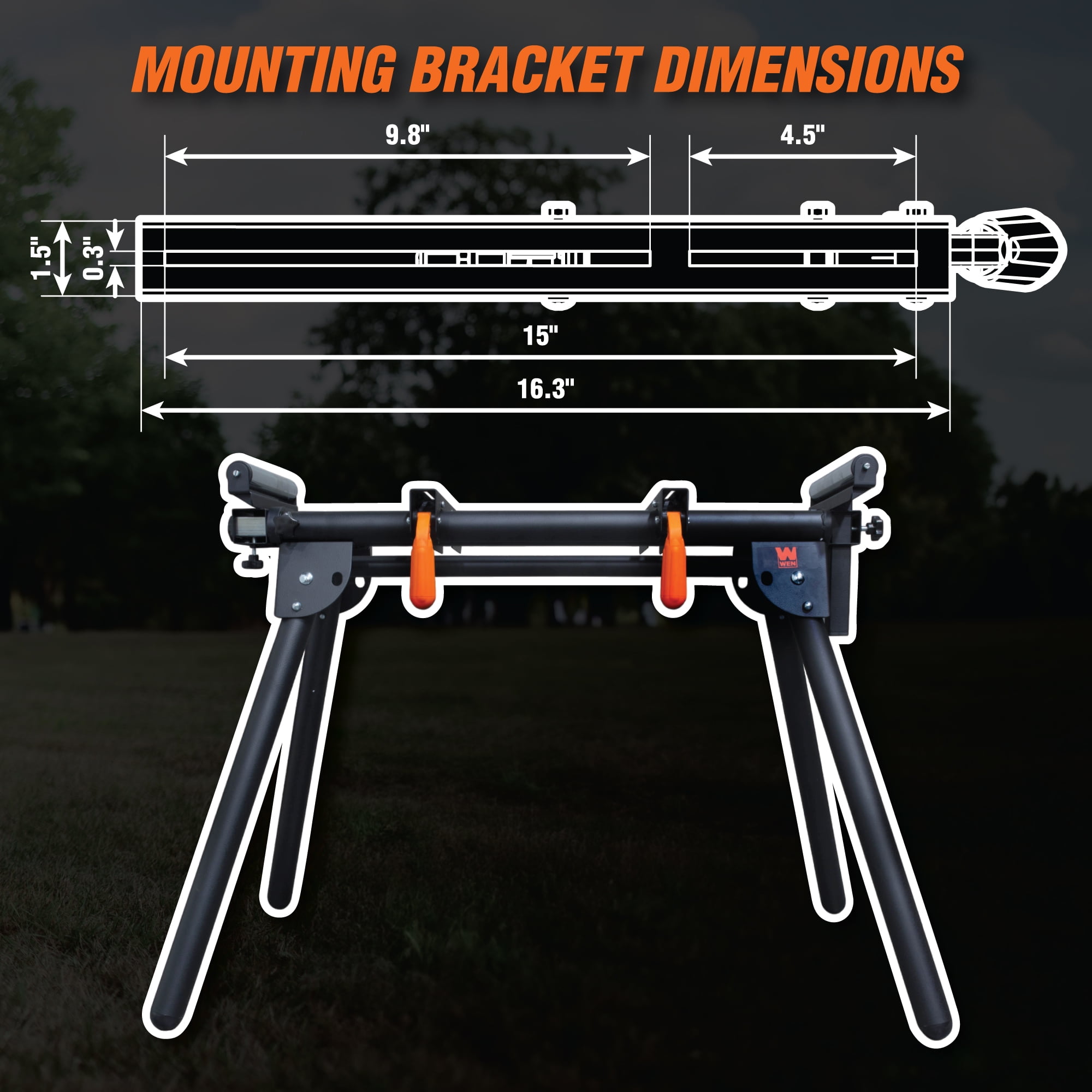 WEN Miter Saw Stand with Quick-Release Brackets and Adjustable Support Arms (750 lb Capacity) 2g5kf