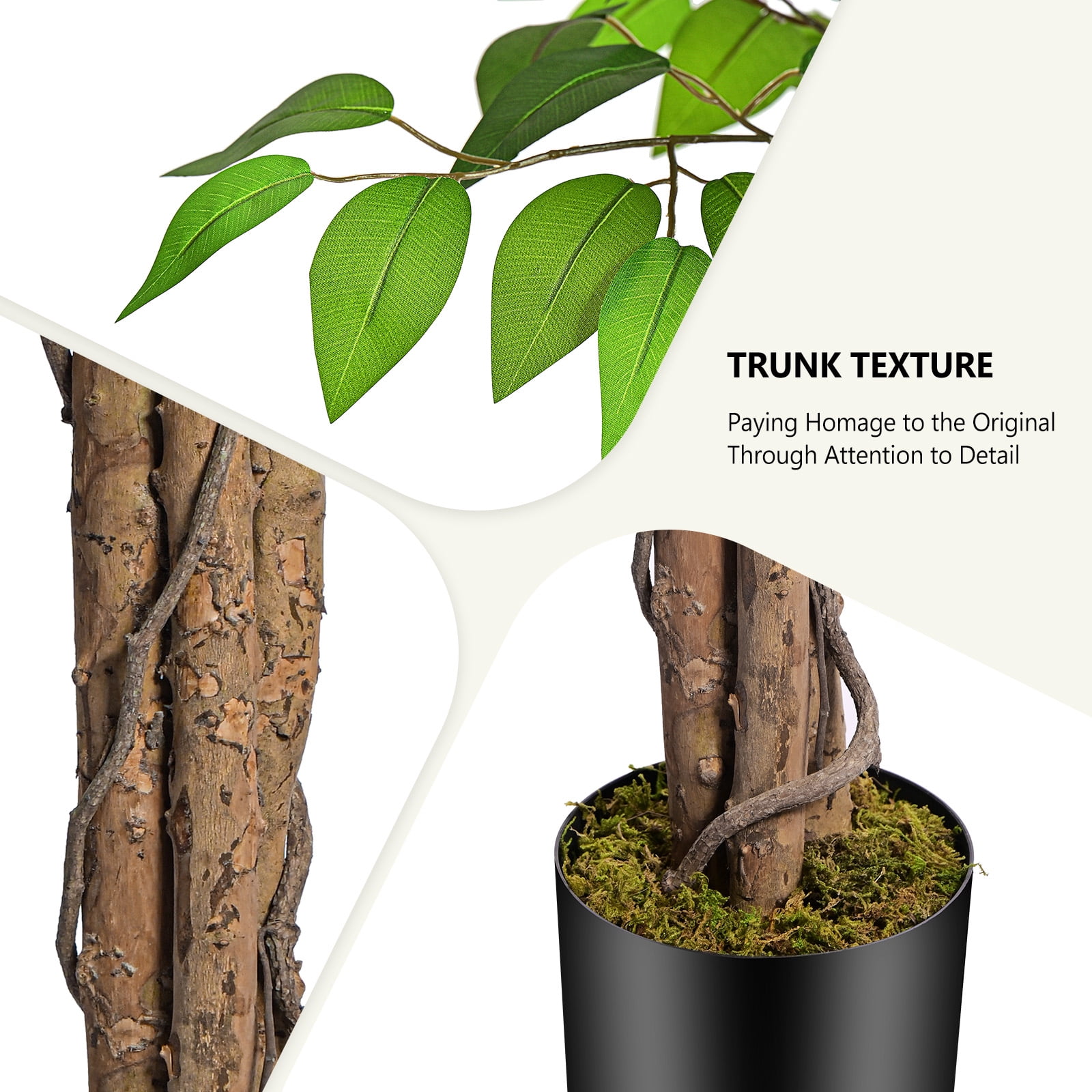 Keeplush Artificial Ficus Tree, Realistic Silk Faux Plant for Indoor and Outdoor Decor (Green, 6 ft) gztq8