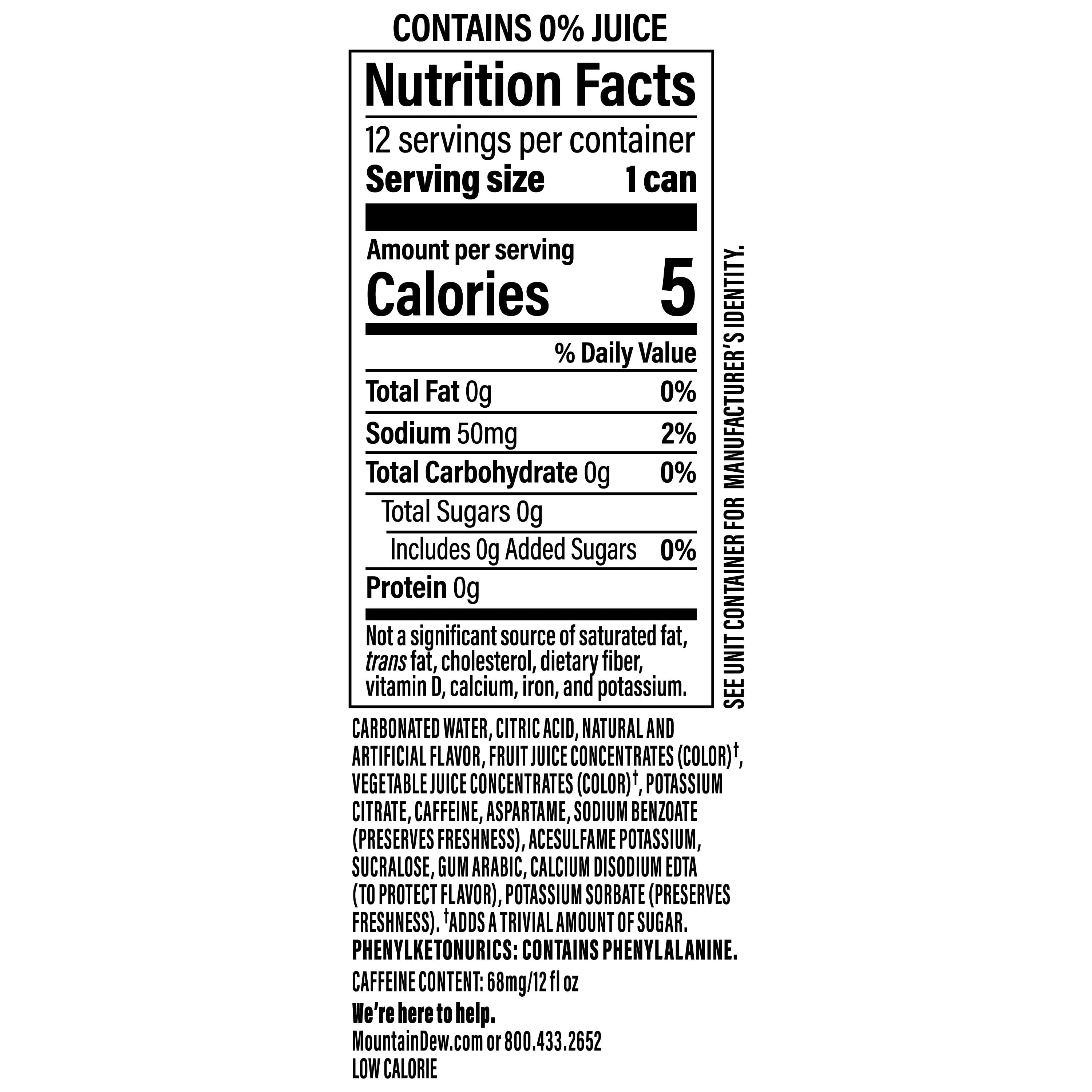 Mountain Dew Zero Sugar Baja Blast Cabo Citrus Soda (Tropical Lime, 12 fl oz, 12 Pack) khoy3