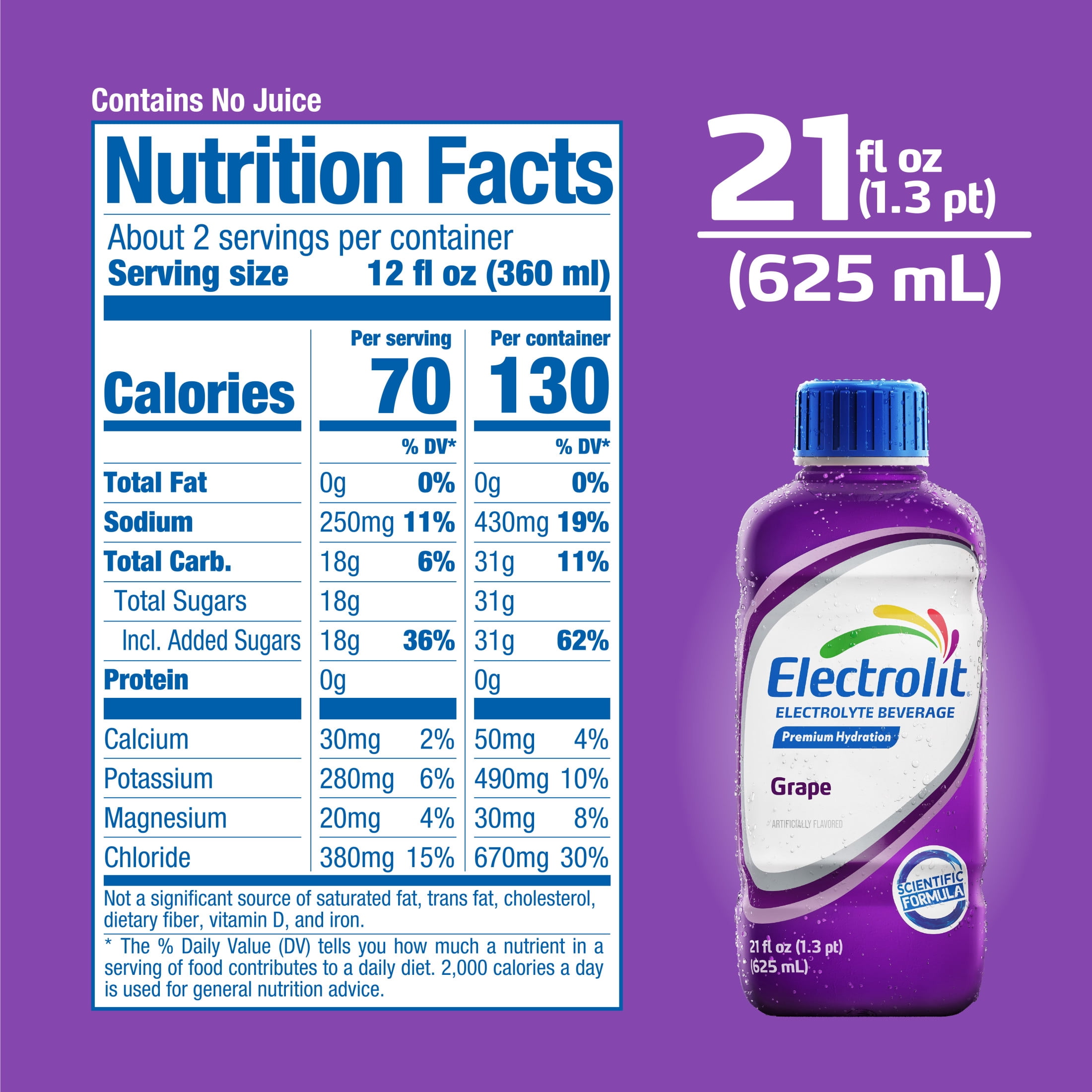 Electrolit Premium Hydration Beverage, Grape Flavor (21 fl oz) 0hxnn