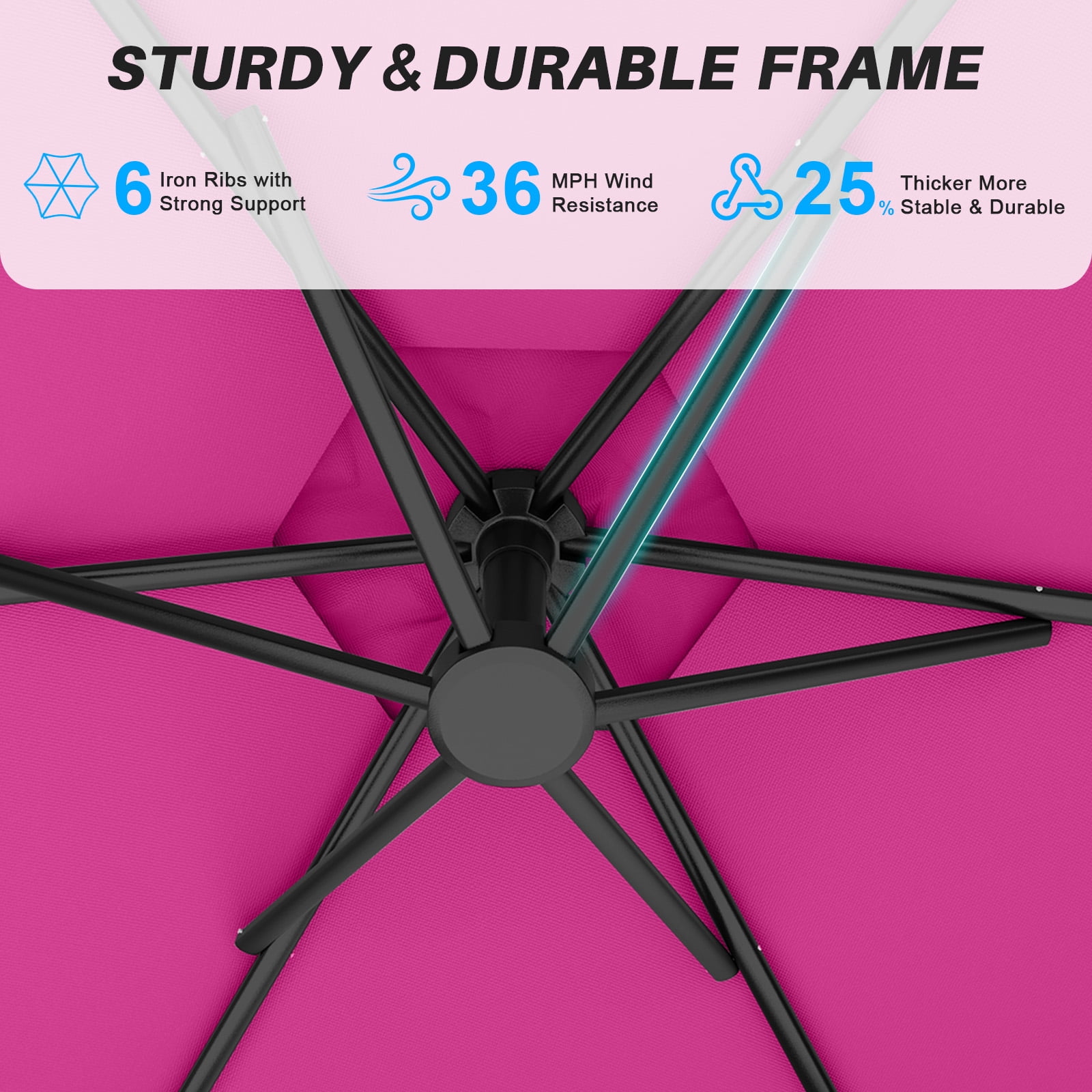 Easthome 10ft Offset Hanging Patio Umbrella with Tilt Adjustment and Wind Vent (Pink, 10 ft) x3qt1