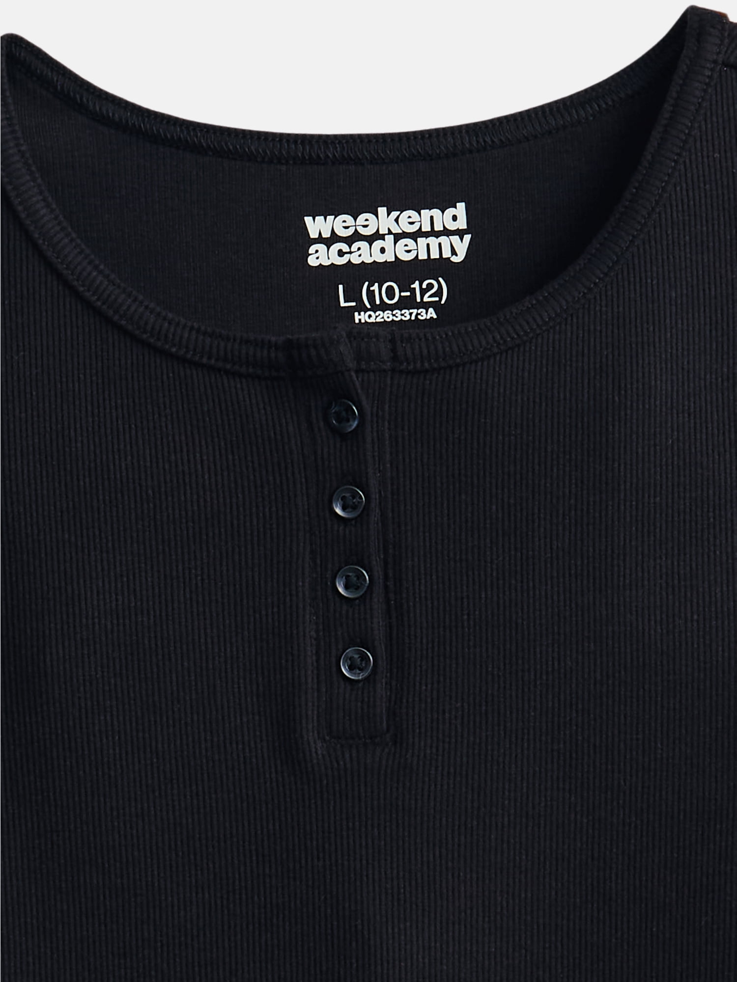 Weekend Academy Girls Short Sleeve Henley Tee (Black, Size 18) 2nlwl