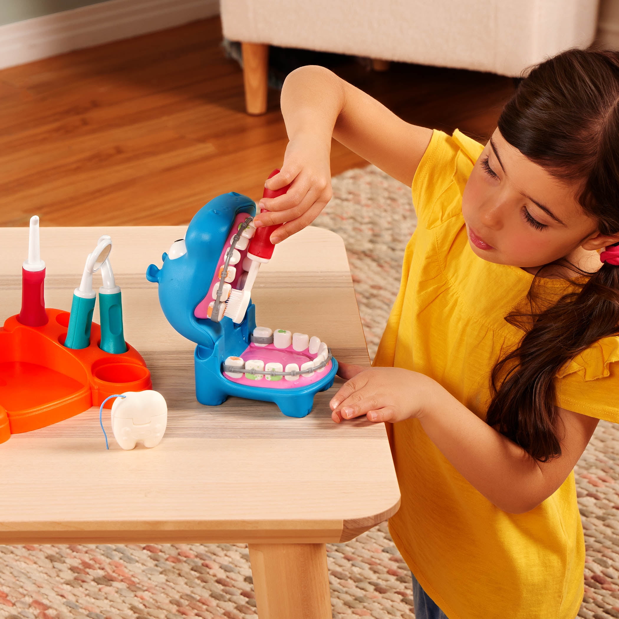Battat Hippodontist Dentist Pretend Play Set with 15 Accessories (Multi-color, 15 Piece Set) 6ezwq