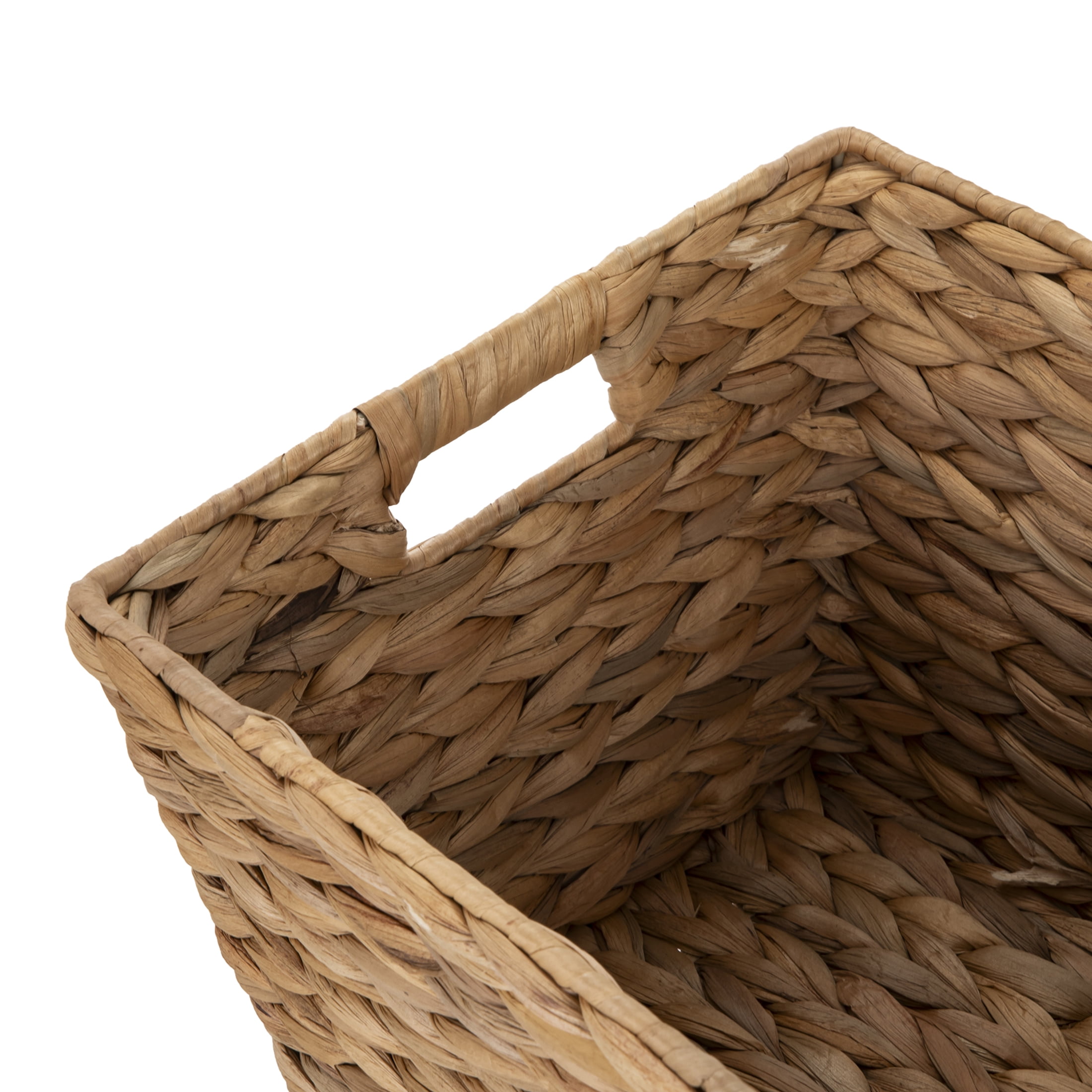 Better Homes & Gardens Large Water Hyacinth Decorative Storage Basket with Handles (White, 6 Pack, 14.25 in x 11.25 in x 8.5 in) rv2cy