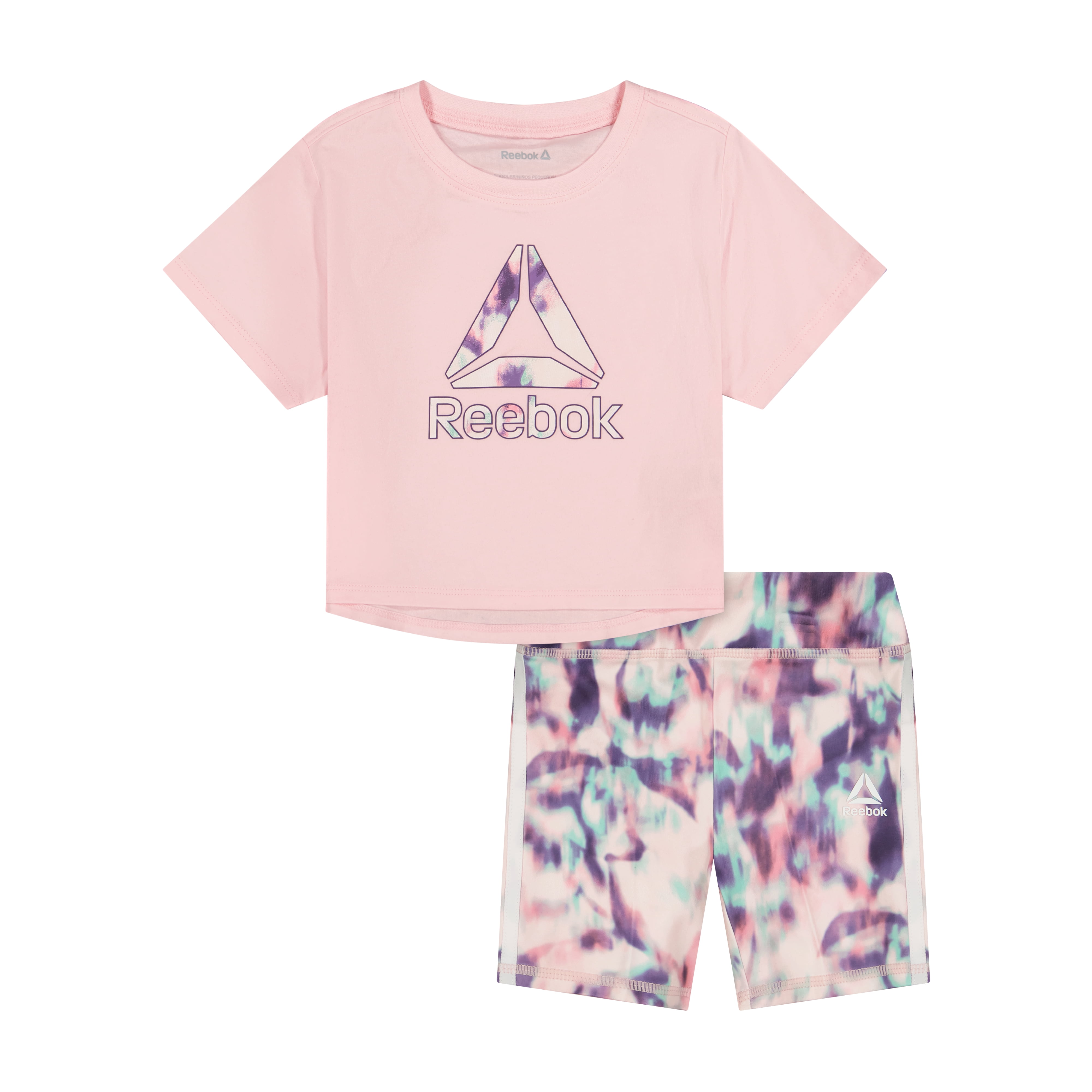 Reebok Toddler Girls Athletic Tee and Short Set (Pink, 5T) mfli8