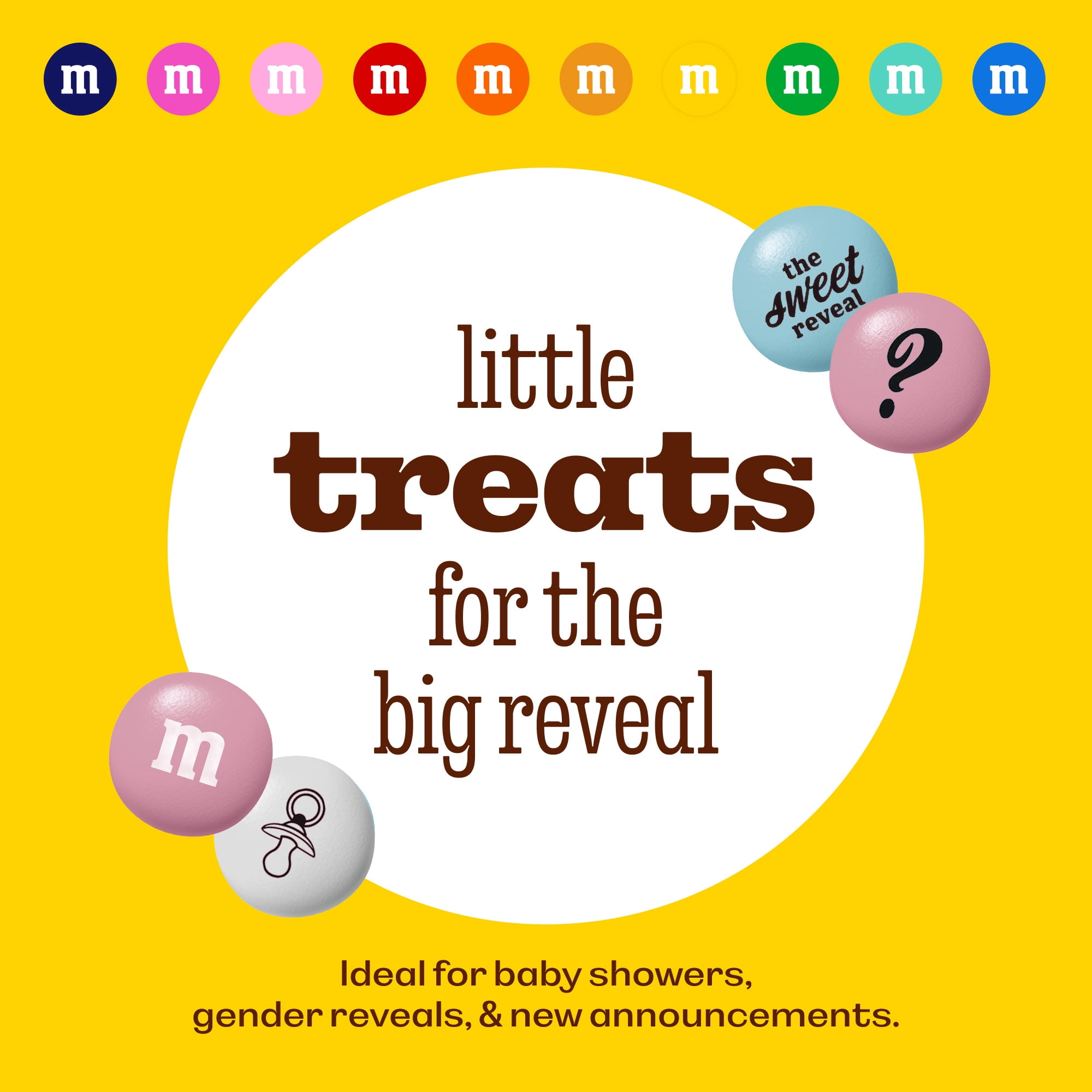 M&M'S Milk Chocolate Candy for Gender Reveal Parties (Light Blue, Light Pink, White, 2 lb) y8kk2