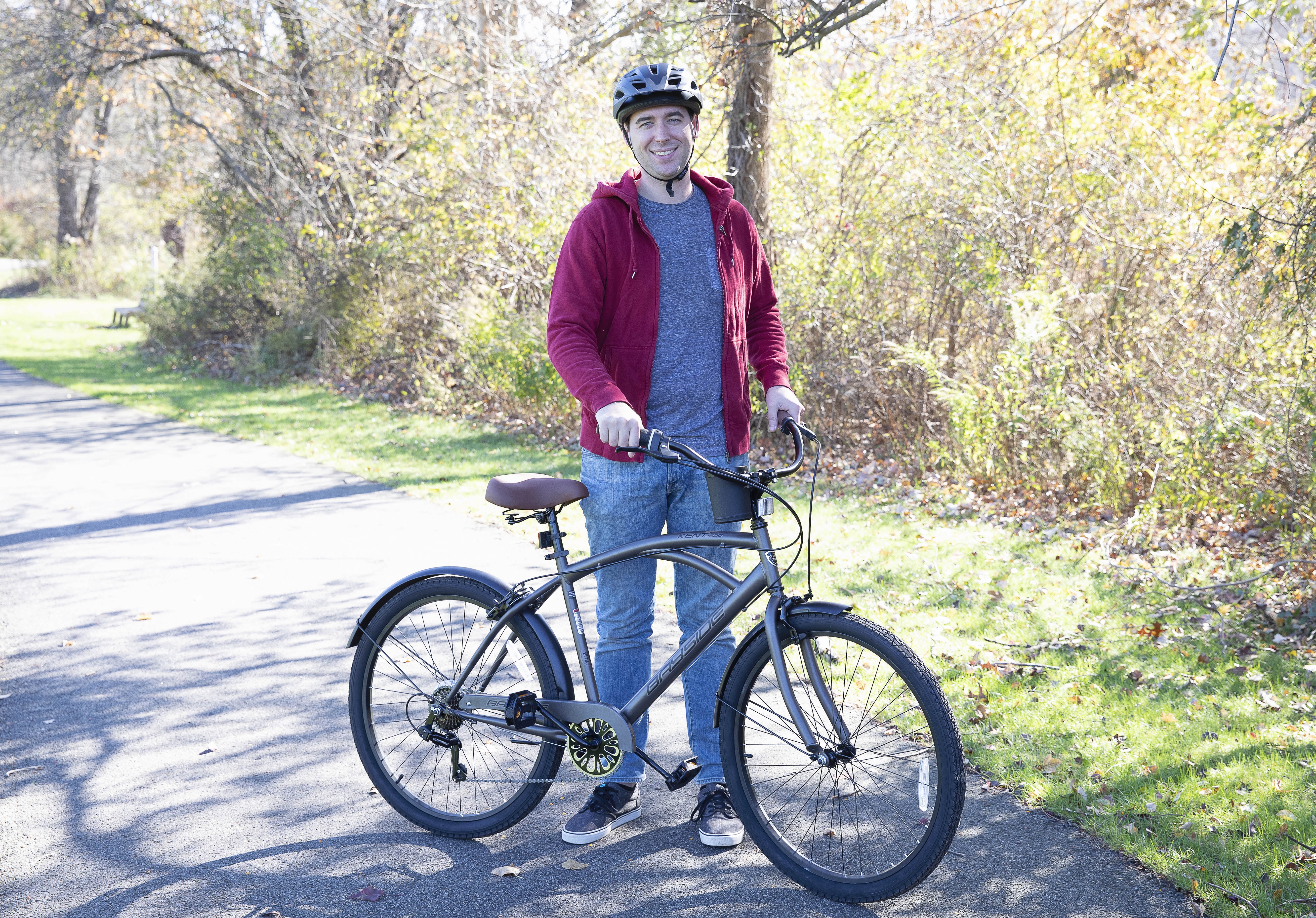 Kent Bayside Cruiser Bicycle, 7-Speed Hybrid Bike with Handbrakes (Gray, 26 in) m4xn9