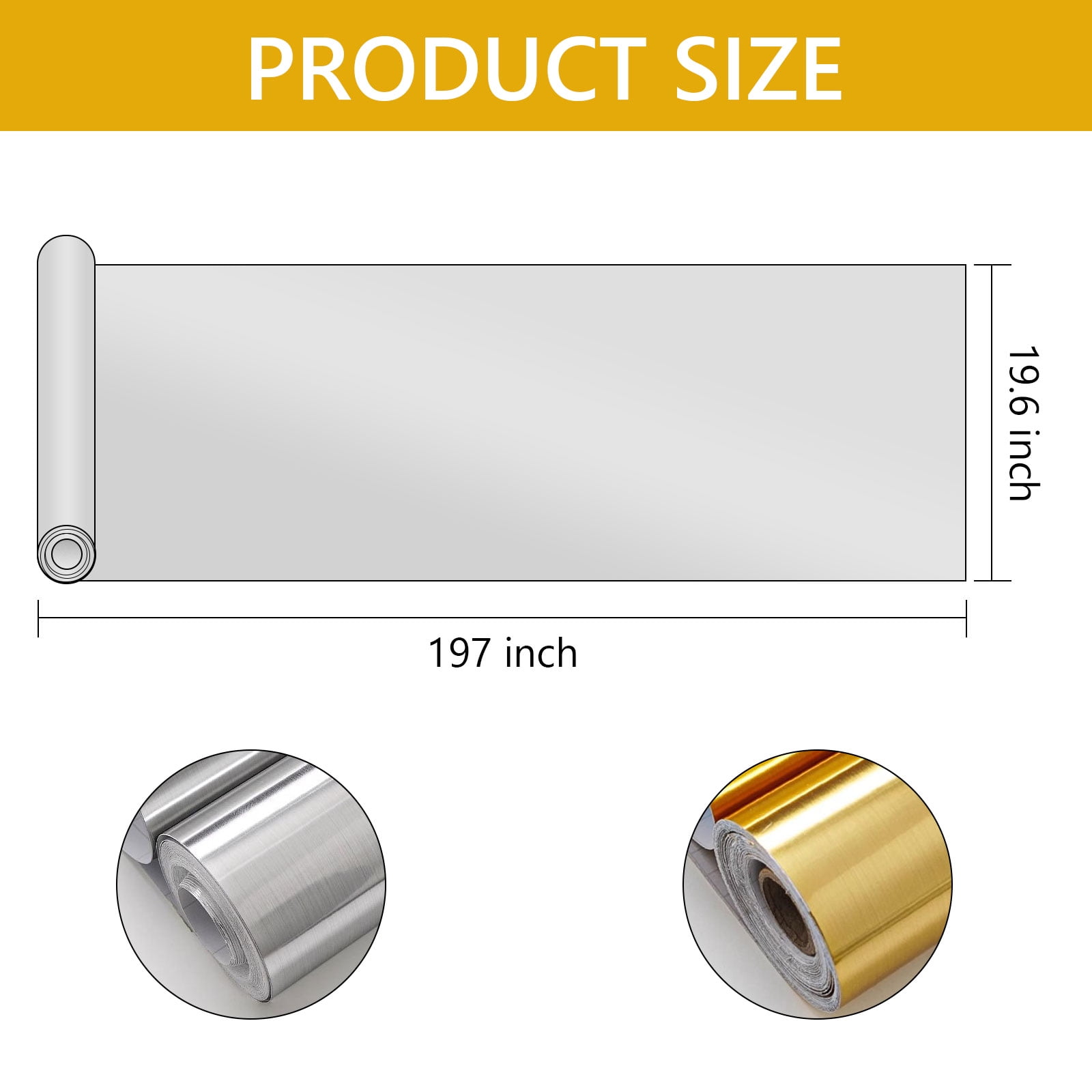 Tripumer Stainless Steel Contact Paper, Peel and Stick Vinyl Film for Kitchen Appliances and Countertops (Silver, 19.6 in x 197 in) ottr6