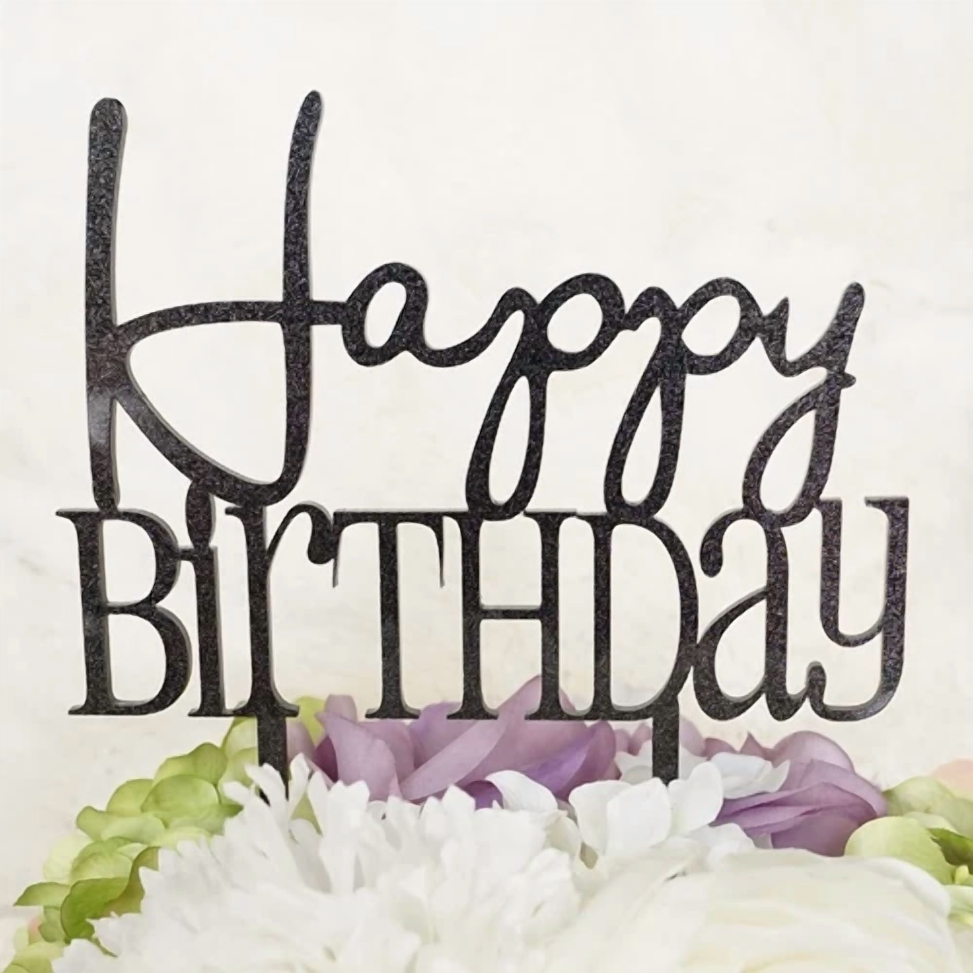VAULT Happy Birthday Cake Topper Acrylic Party Decoration Pick (Clear, 6 in) vitvs