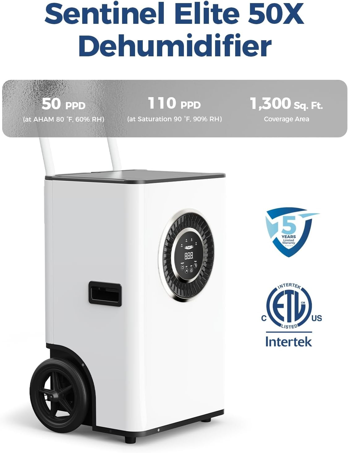AlorAir 110PPD Commercial Dehumidifier with Pump and Drain Hose (White, 1300 Sq. Ft.) g4weg