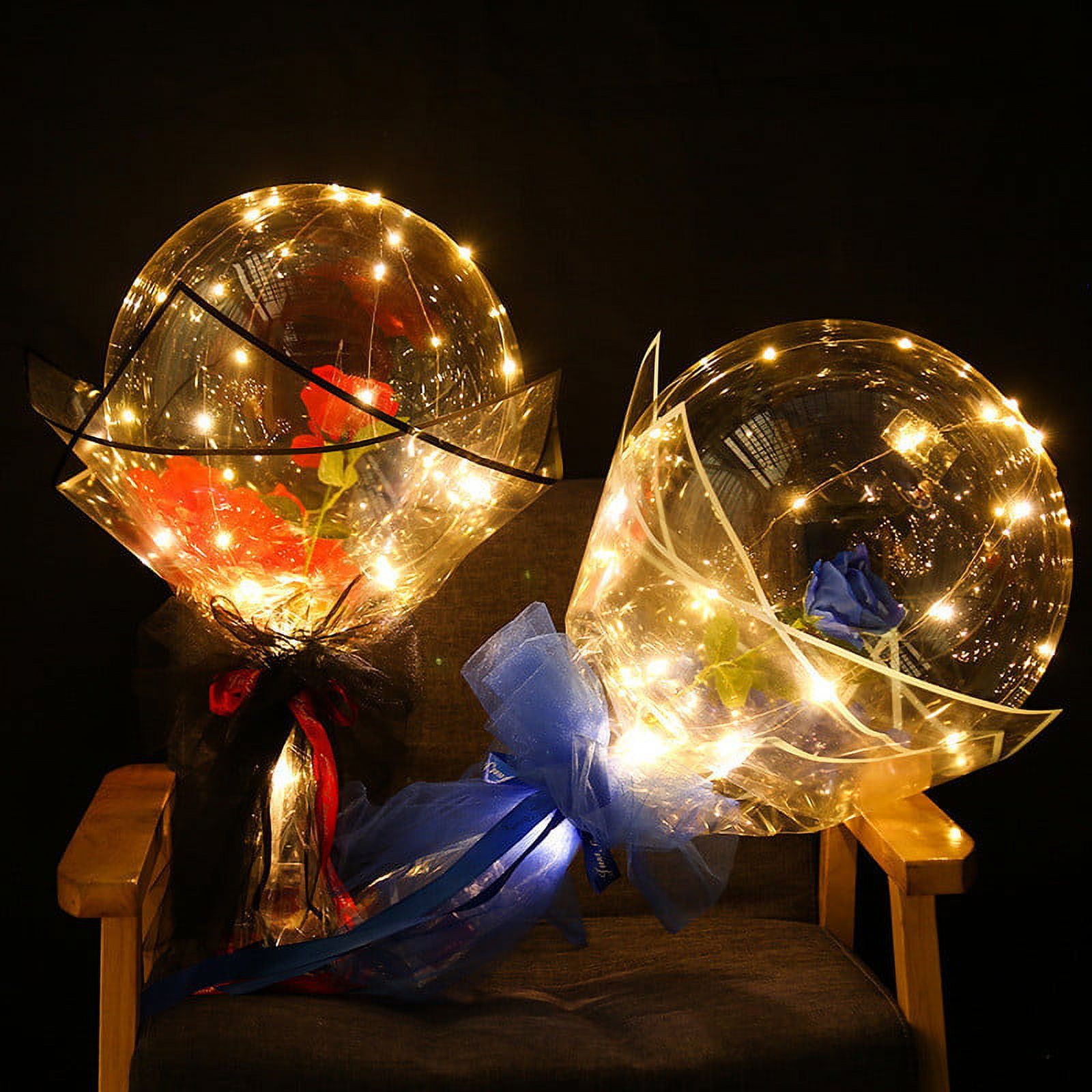 Aihimol LED Luminous Rose Bouquet Bobo Balloon Gift Set (Pink, 1 Pack) 37h2w - Image 5