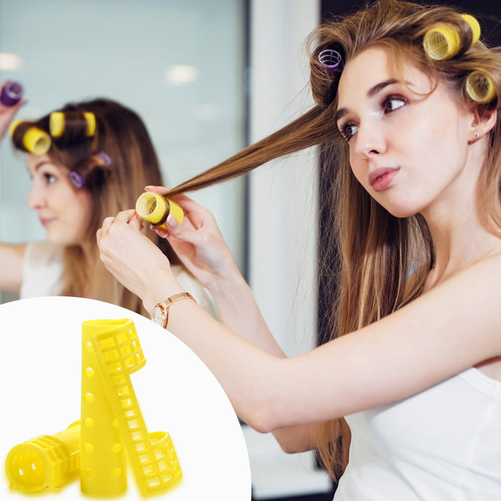 VivaVault Self-Grip Hair Rollers No Heat Styling Set for Volume and Waves (6-Piece Assorted Sizes) dj6b9