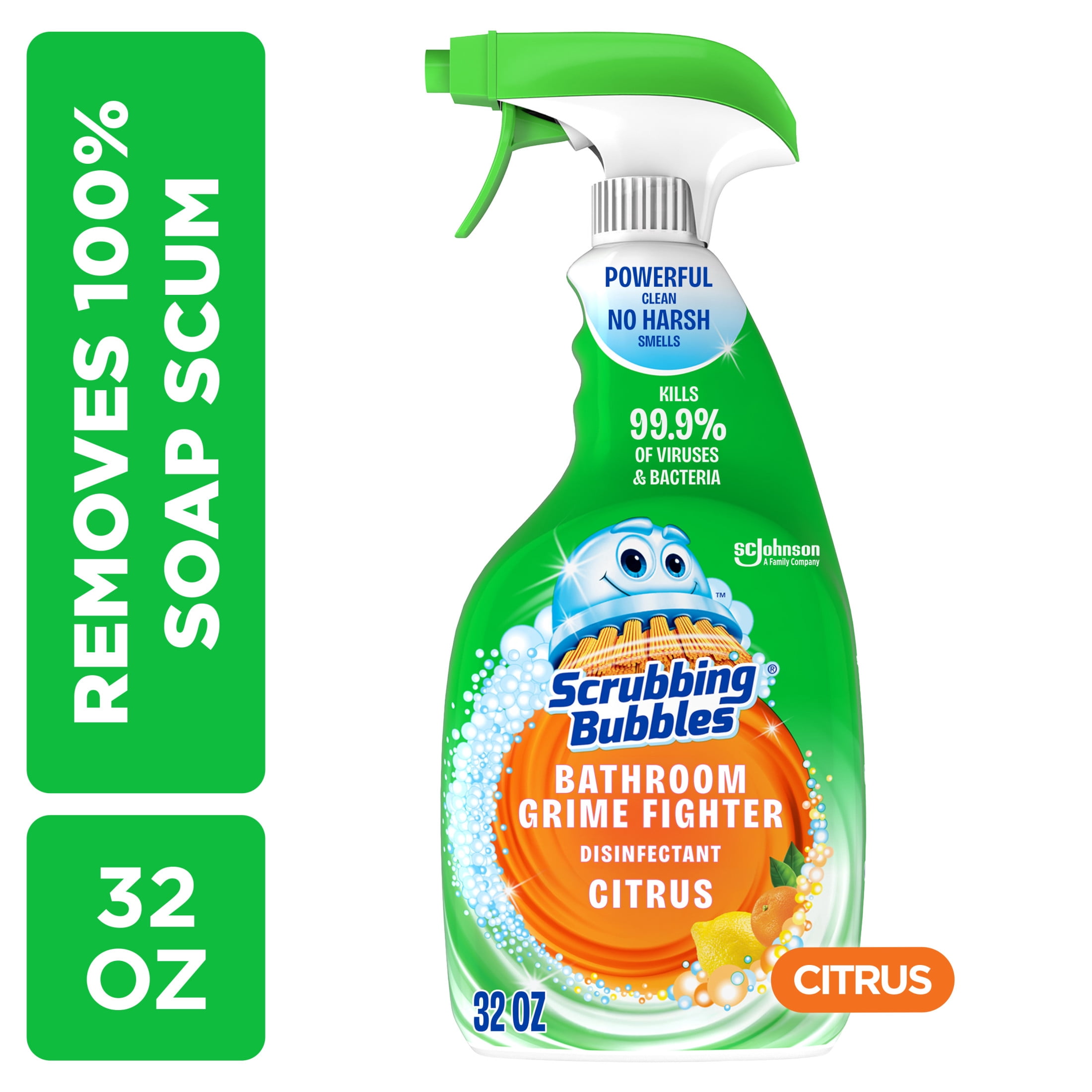 Scrubbing Bubbles Bathroom Grime Fighter Disinfectant Spray, Multi-Surface Cleaner (Citrus, 32 oz) y24yi