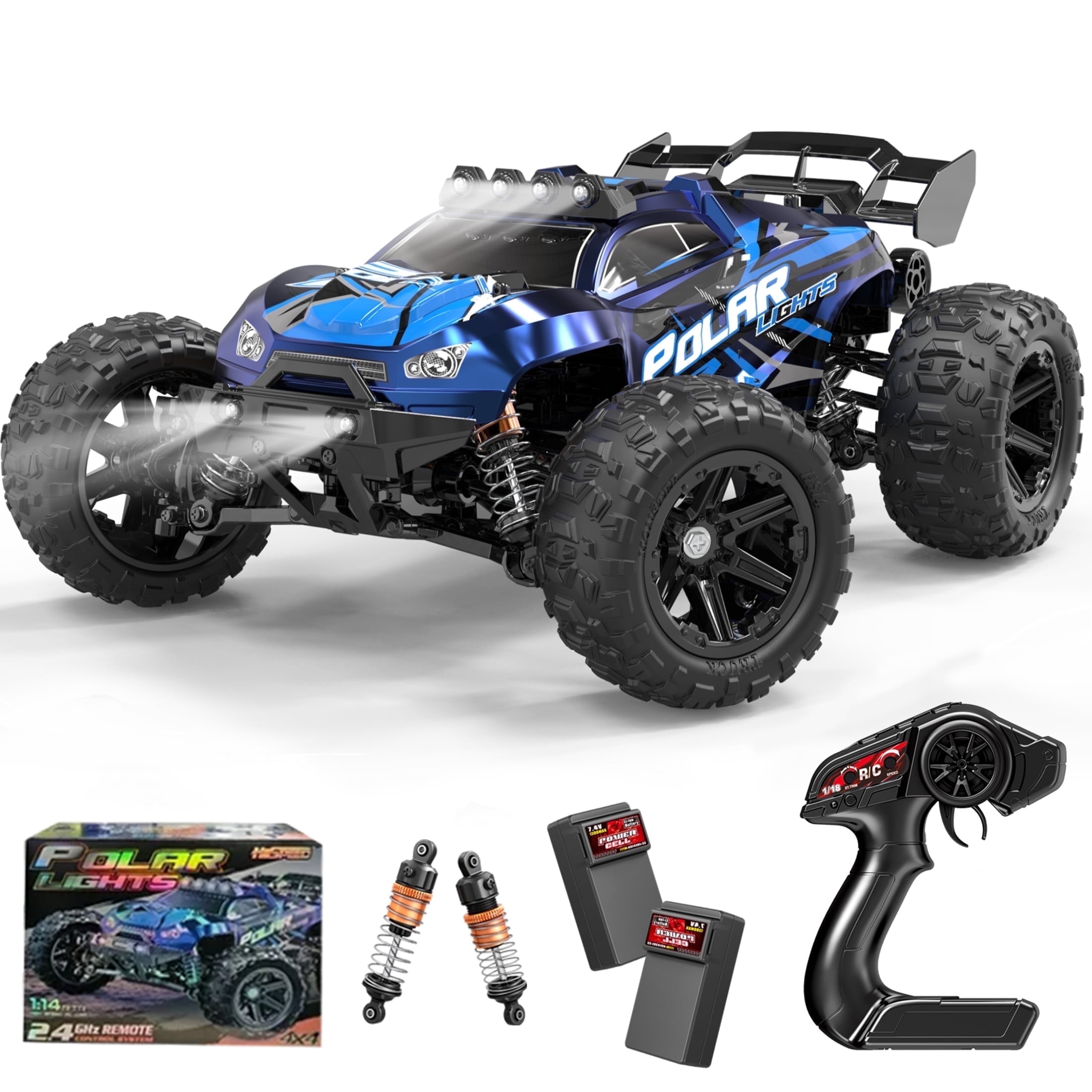 FAGINEY 1:14 Scale 4WD Off-Road RC Truck, High-Speed Remote Control Car with 2 Batteries (Blue, 1:14 Scale) uc6uf