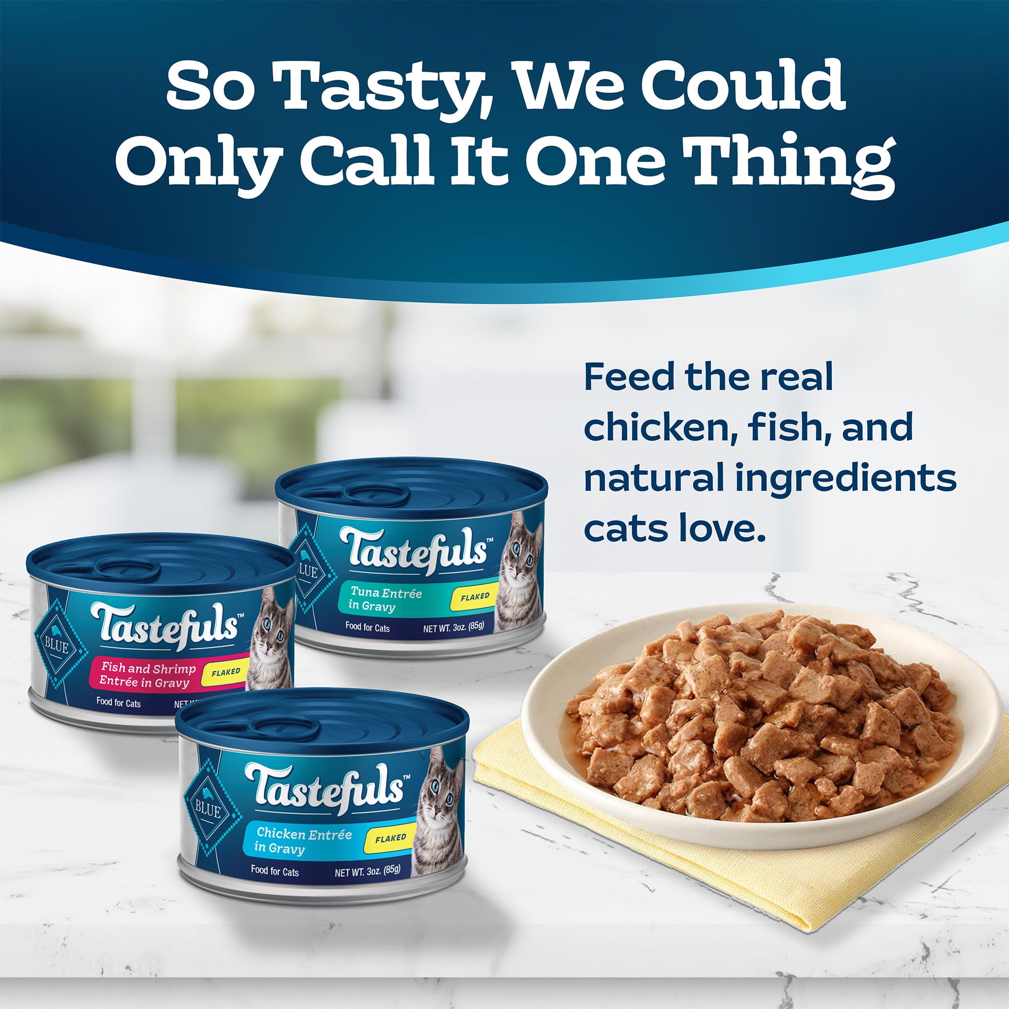 Blue Buffalo Tastefuls Flaked Wet Cat Food Variety Pack (Chicken, Tuna, Fish & Shrimp, 36 oz Total) 8d1le