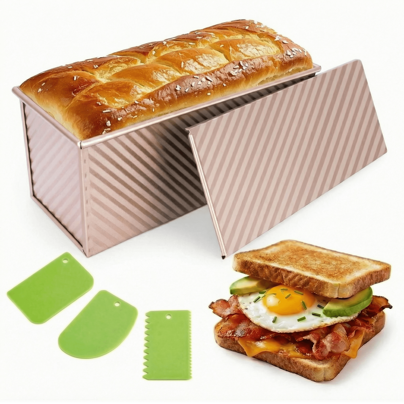 LYLHZRMDGC Pullman Bread Loaf Pan with Lid (Gold, 2.2 lb) hkb8p