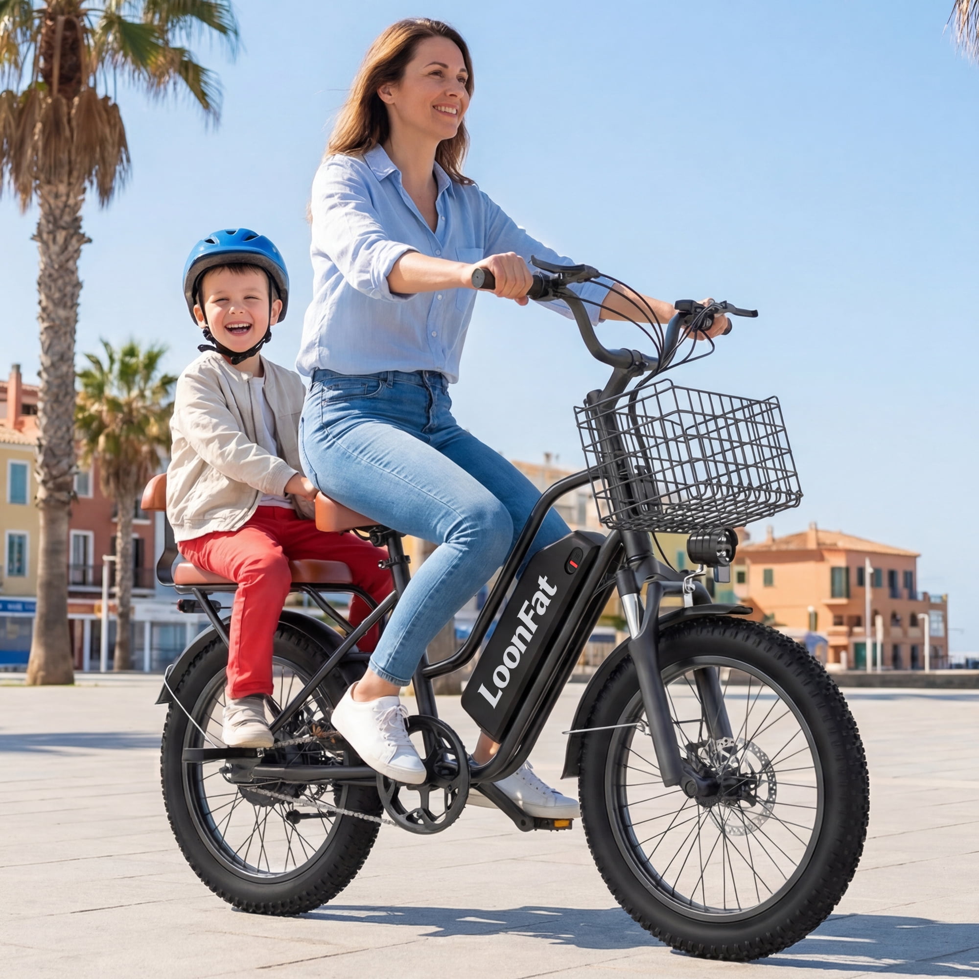 Loonfat Electric Bike for Adults, 1000W Peak Motor Commuter E-Bike with 48V Battery (Black, 20 in Tires) bt0nd