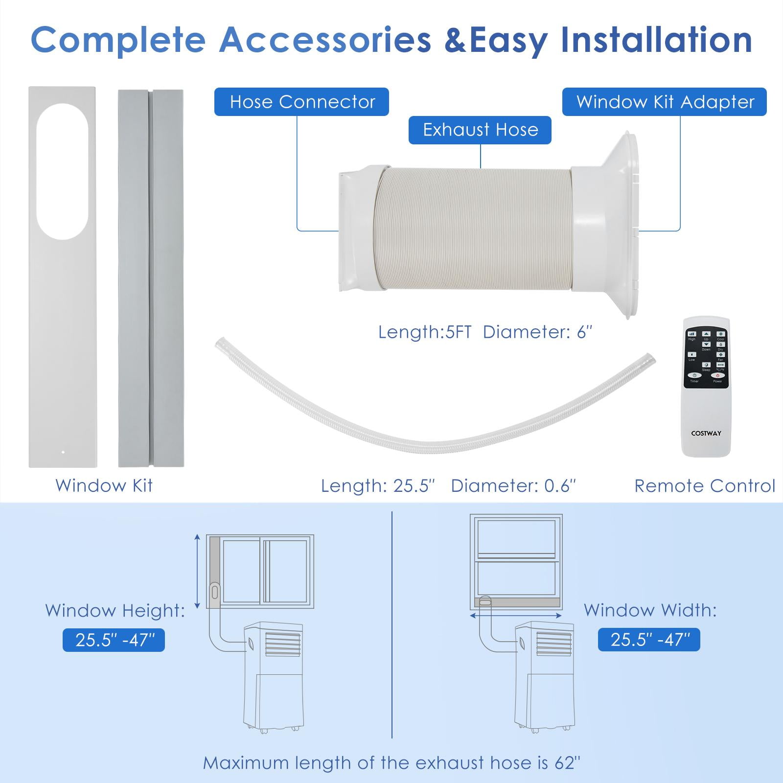 Giantex Portable Air Conditioner 3-in-1 Cooling Fan and Dehumidifier with Remote Control and Window Kit (White, 8000 BTU) q74ry