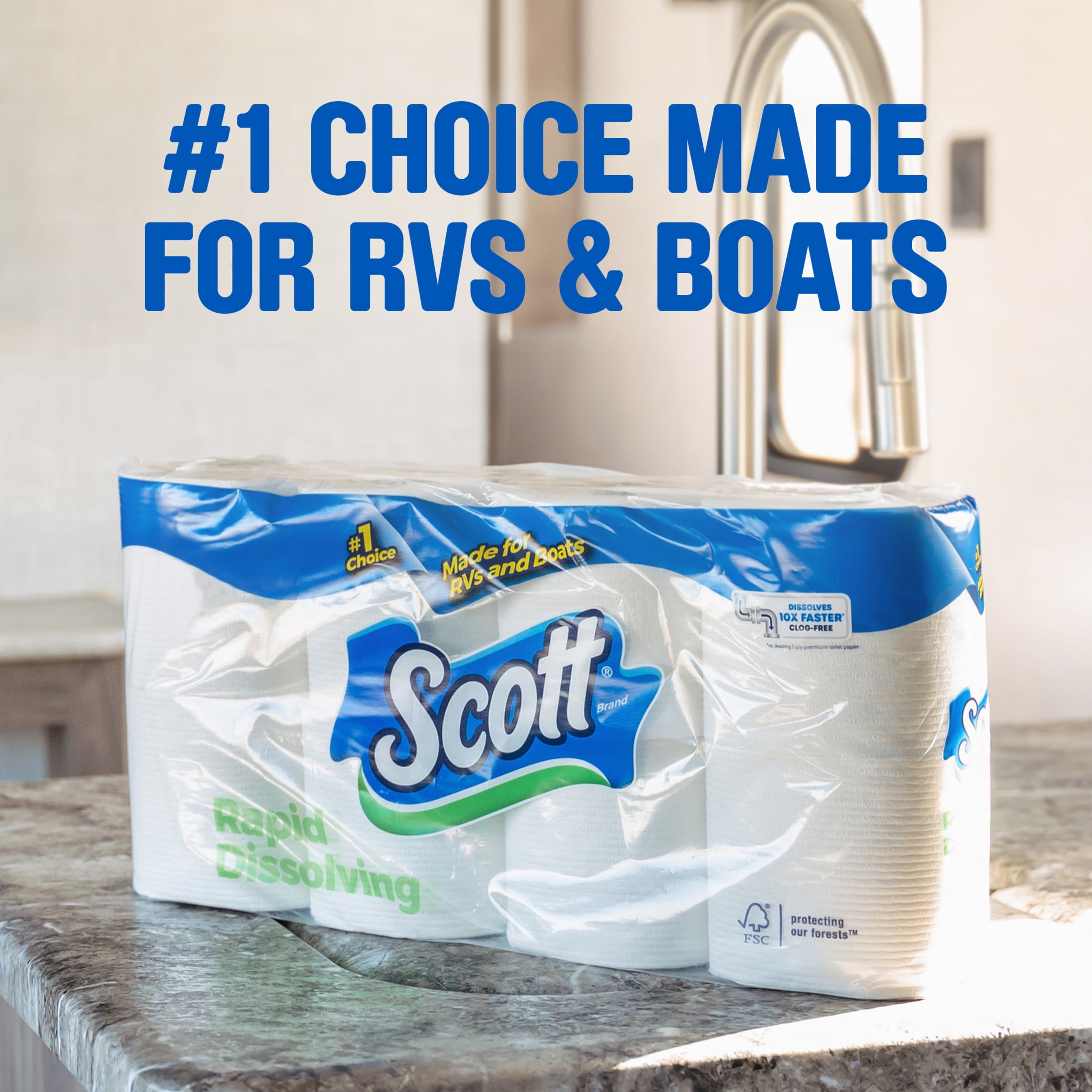 Scott Rapid-Dissolving Toilet Paper for RVs and Boats (White, 12 Double Rolls) qxjxq