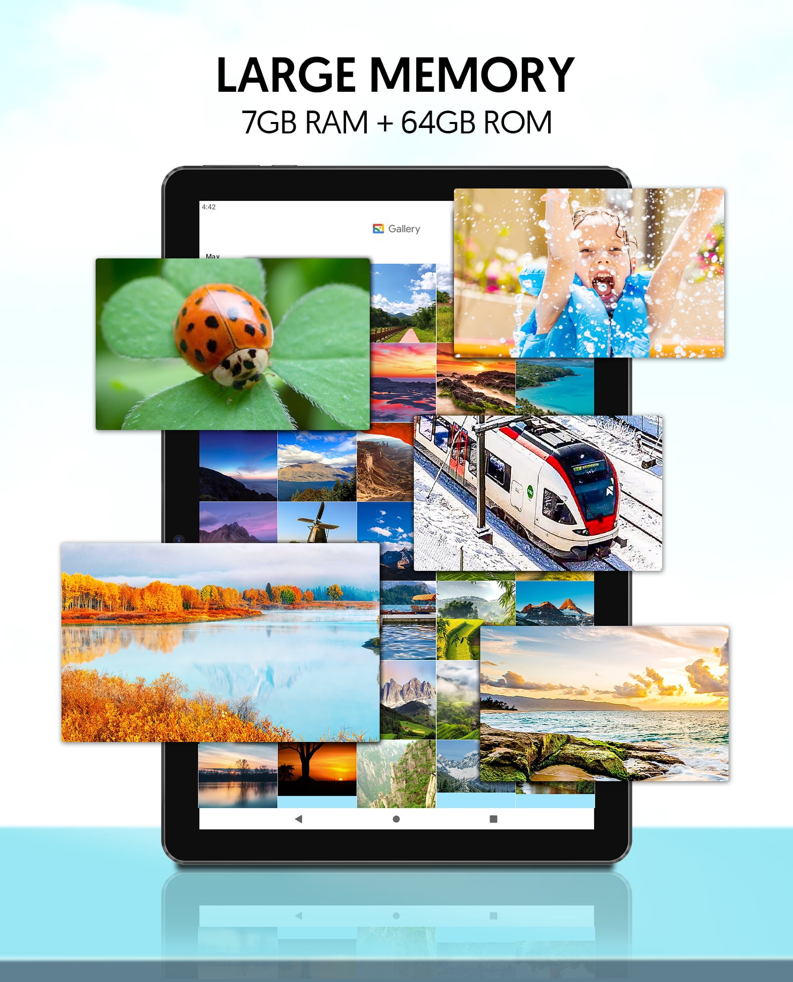 FITIFUN 10 in Android 13 Tablet, 7GB RAM 64GB ROM, 5G Wi-Fi, Dual Camera (Blue, 10 in) xjevg