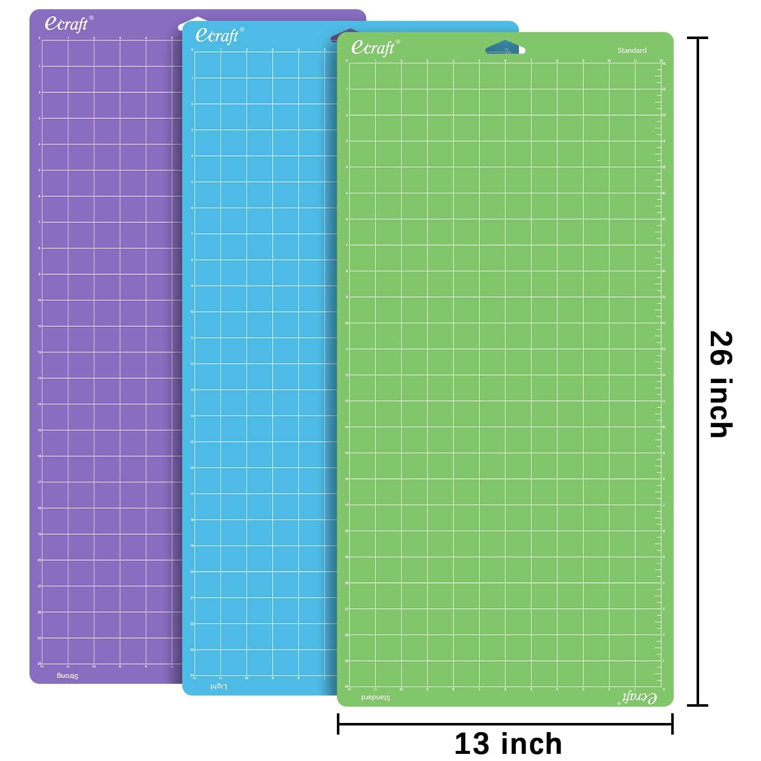 Ecraft Cutting Mat for Cricut Explore and Maker, Reusable Adhesive Gridded Craft Mat (Strong/Standard/Light Grip, 12 in x 24 in, 3 Pack) mf4sf