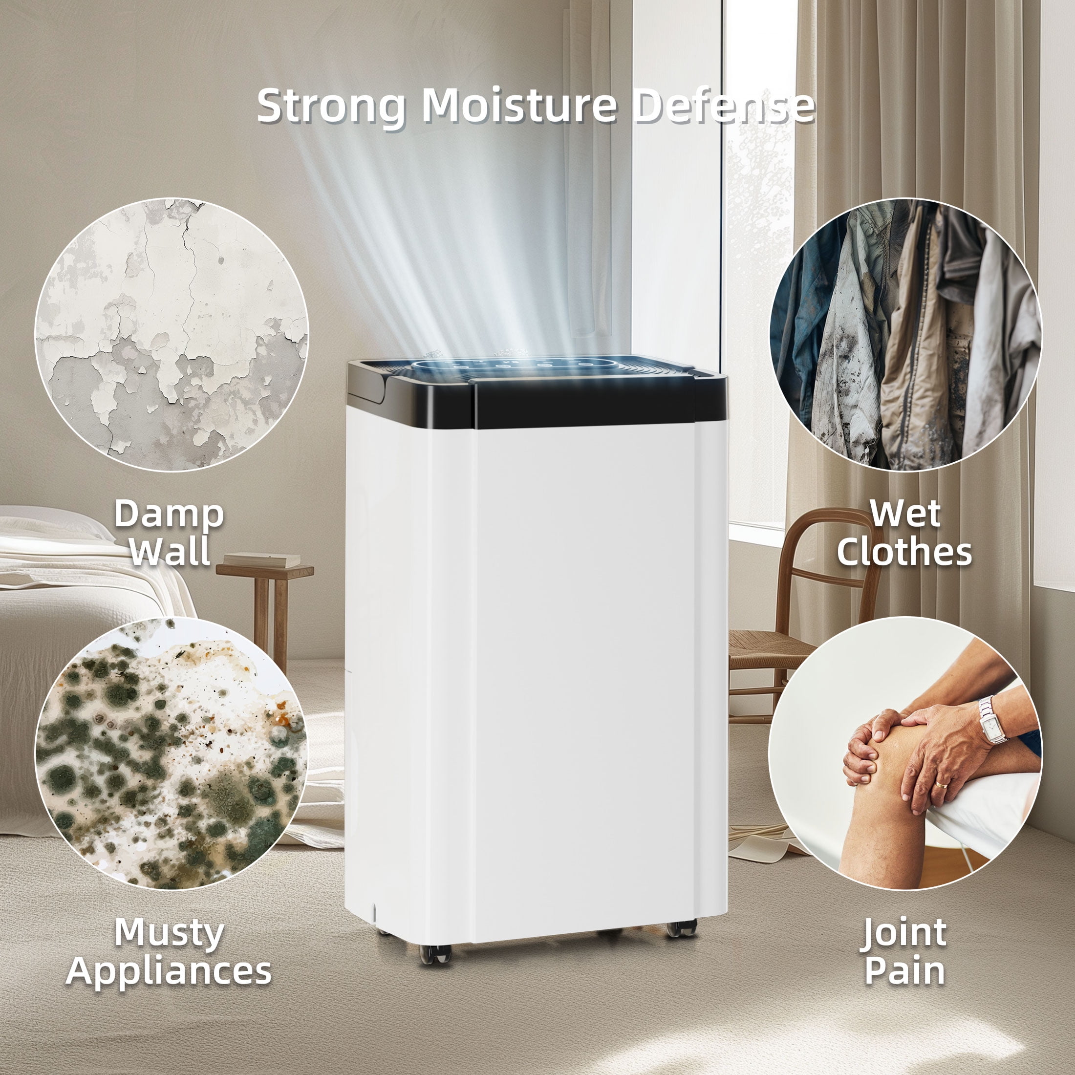 Rocyis Dehumidifier for Large Rooms, Portable Moisture Control with Auto Shut Off (19 Pint DOE, 0.8 gal) jmae5