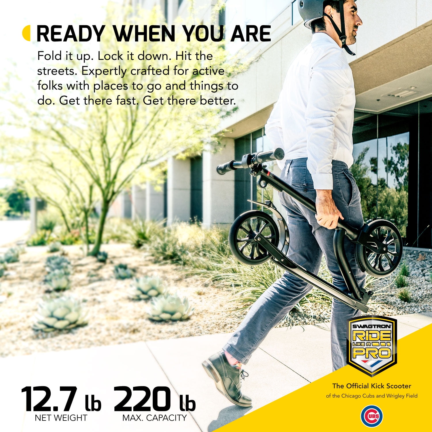 Swagtron K9 Commuter Kick Scooter for Adults and Teens, Foldable Lightweight Design with Adjustable Height (Black) nzx39