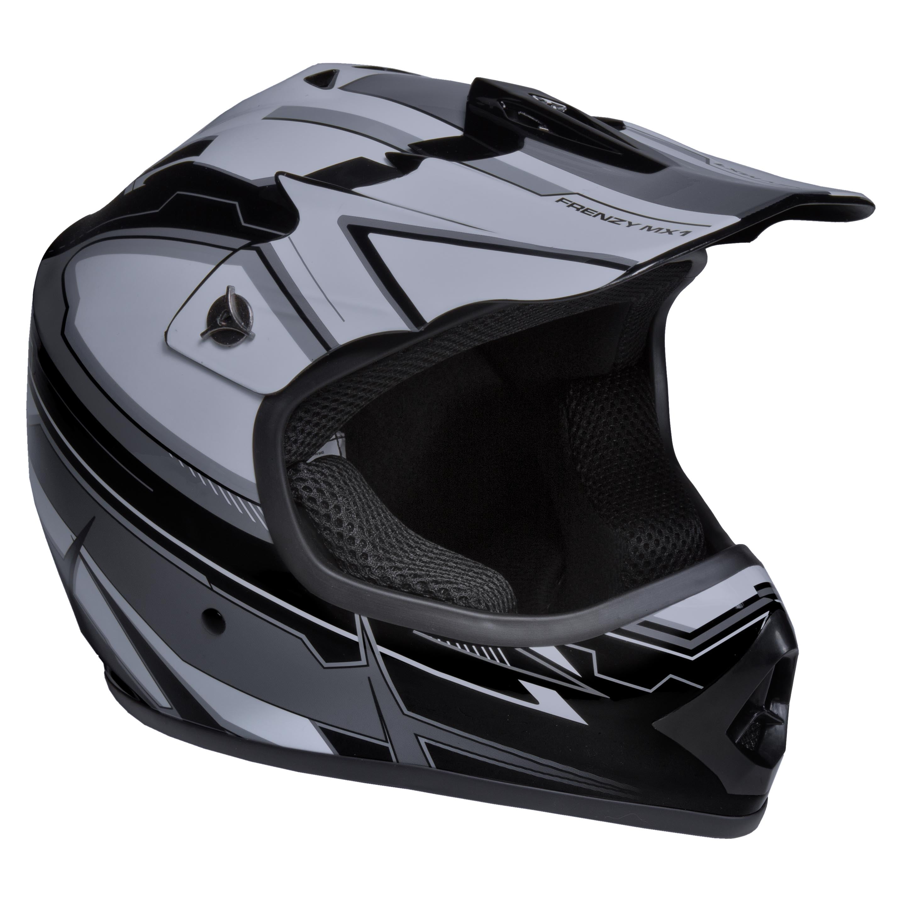 Fuel Helmets Youth Frenzy MX ATV Off-Road Helmet (Black/Grey, Youth Large) s597q