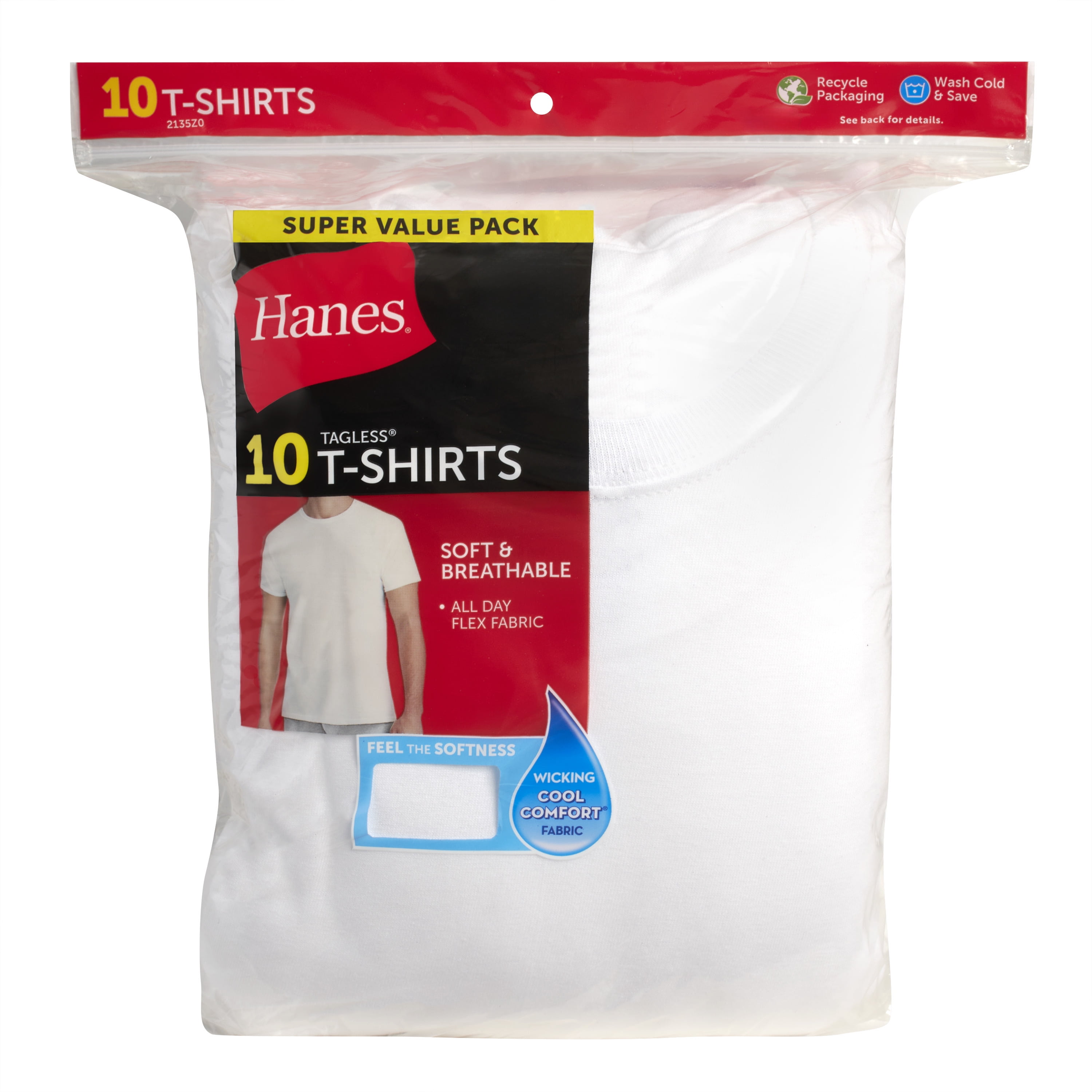 Hanes Men's Crewneck Undershirt Multipack (White, L, 10 Pack) xsqpd