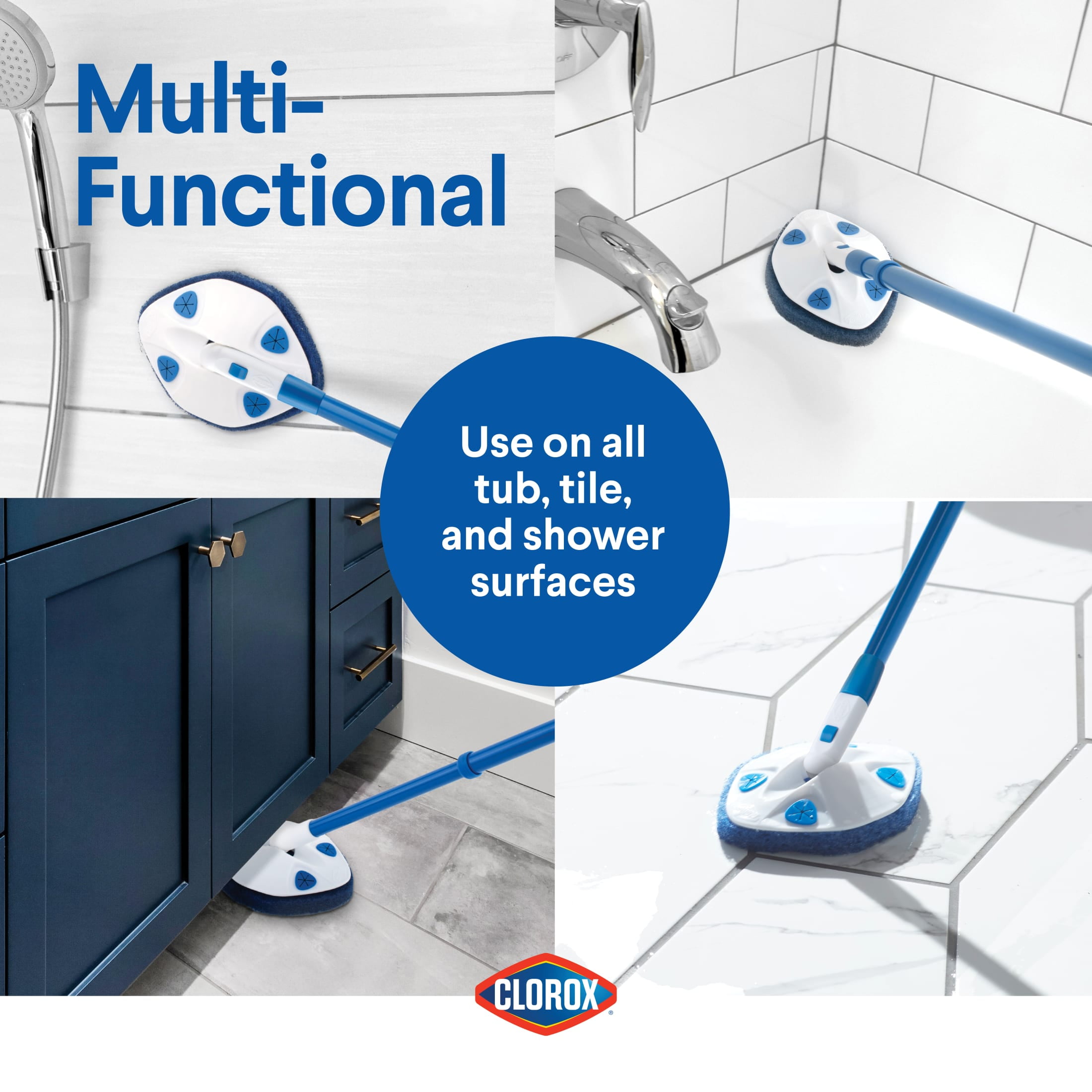 Clorox Extendable Tub and Tile Scrubber with Pivoting Head (28.5 in) z1uqr