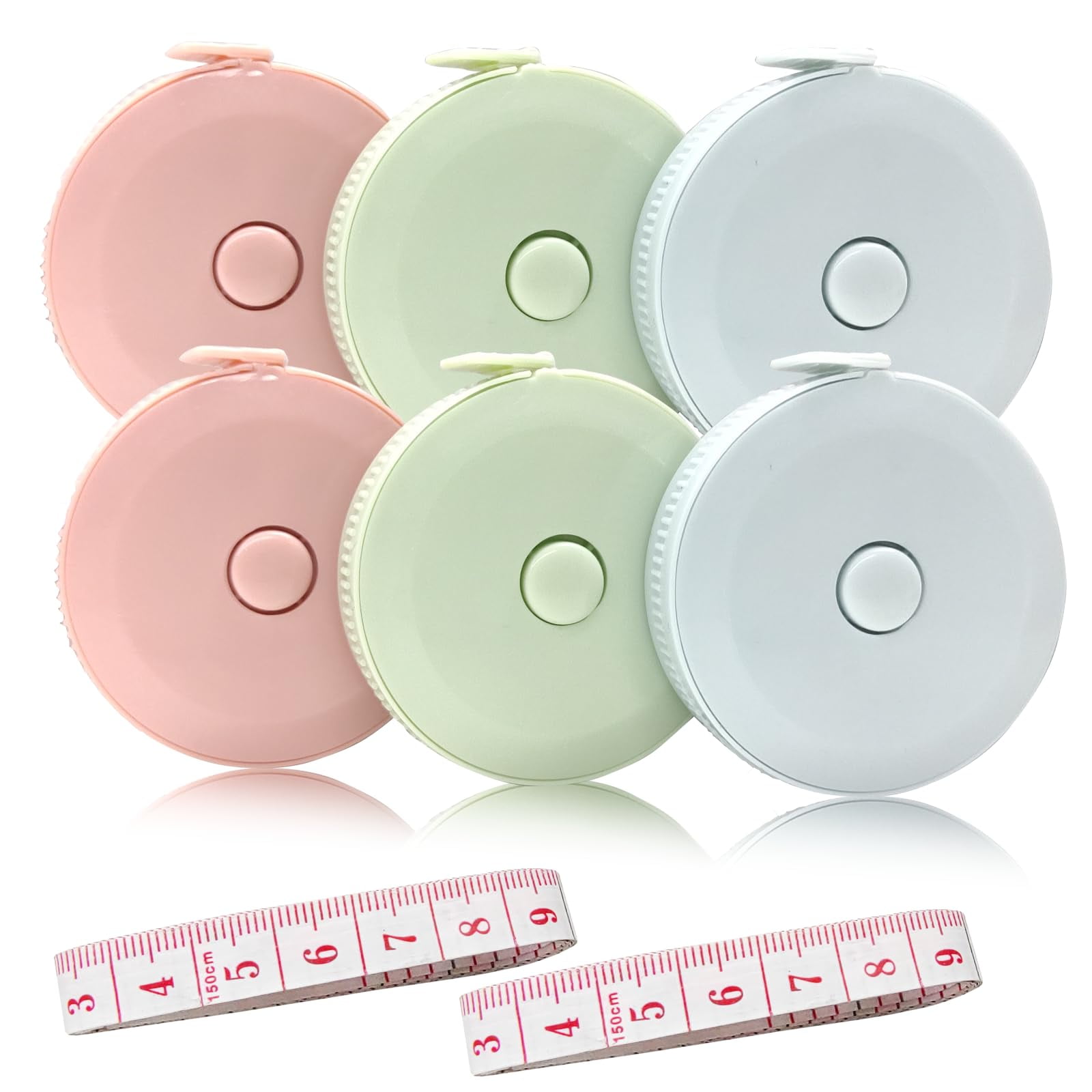 Dihmpor Retractable Tape Measure and Soft Measuring Tape Set for Body and Sewing (60 in, 8 Pack) tsphv