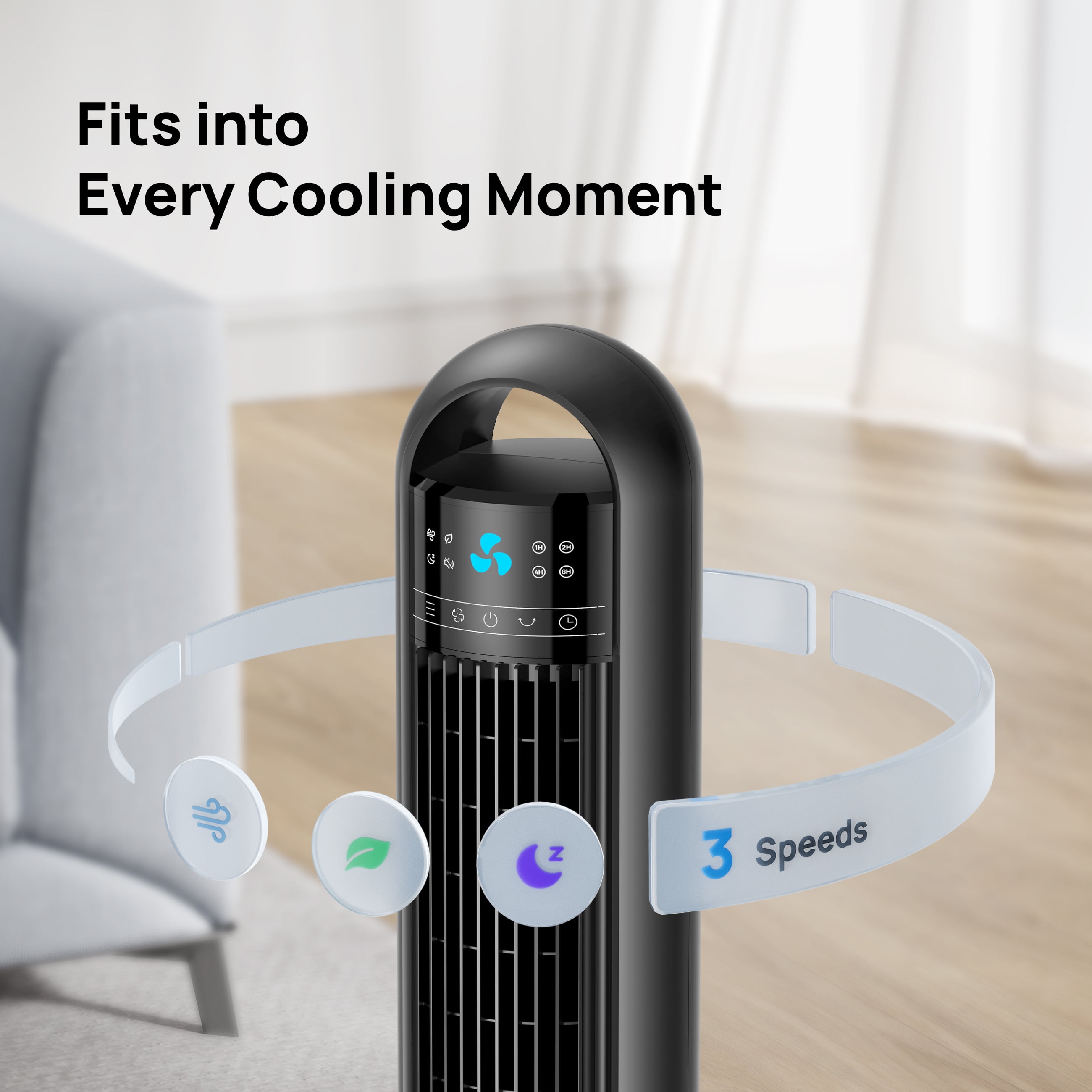 DREO Tower Fan for Home, 32 in Standing Floor Fan with Remote, 90° Oscillating Bladeless Fan, 3 Speeds, Quiet Operation (Black, 32 in) 2j6mi