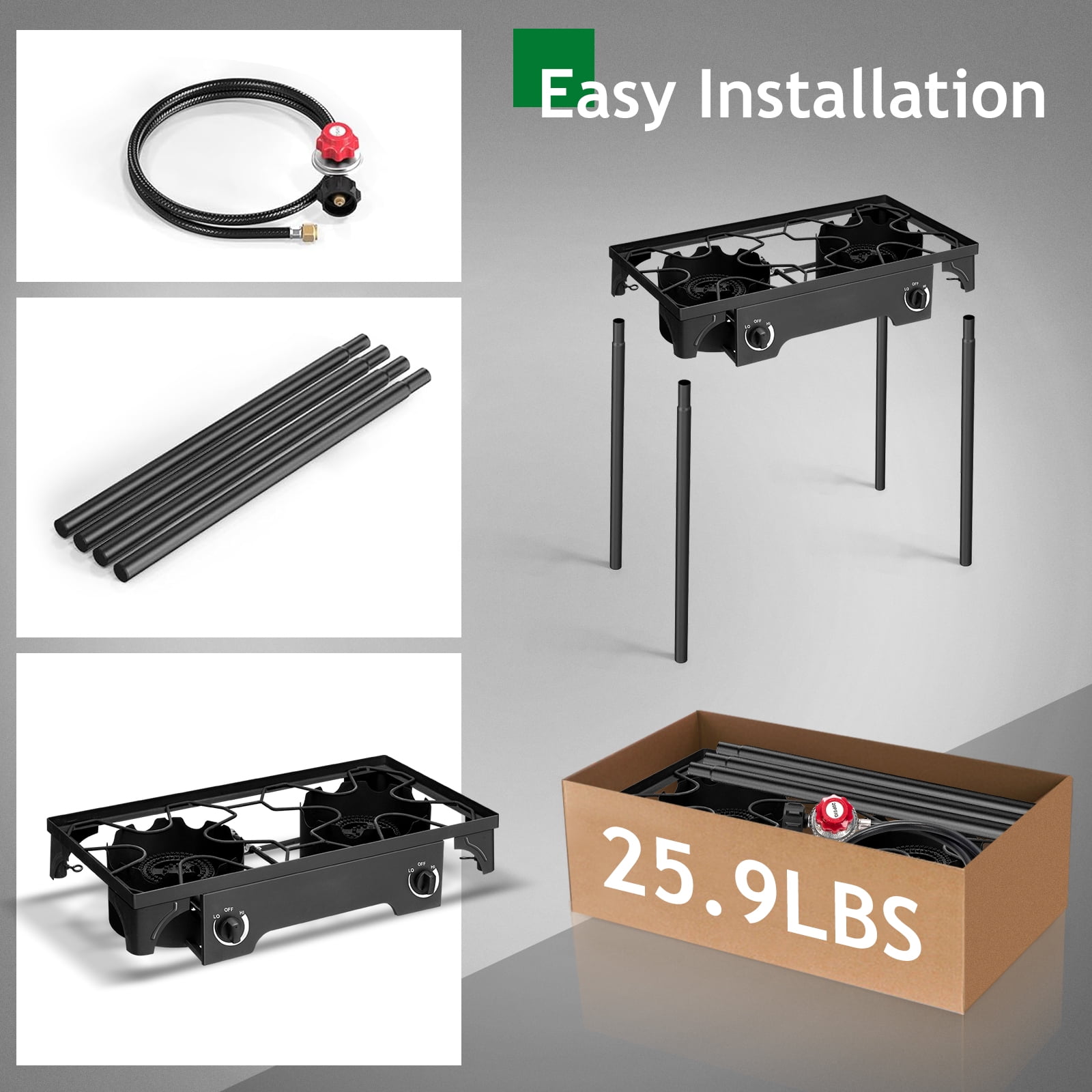 Ktaxon 2-Burner Outdoor Camping Stove Portable Propane Grill Stand (31 in x 16 in x 30 in) r66bi