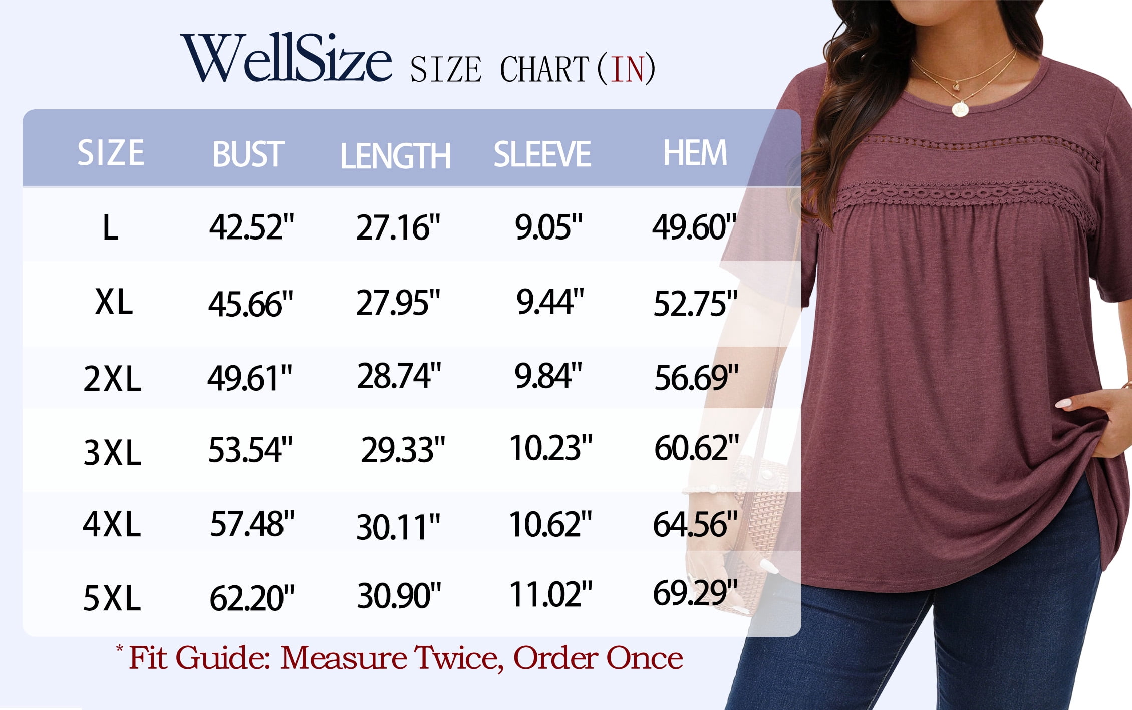 WellSize Women Plus Size Lace Tunic Blouse Casual Crew Neck Short Sleeve Summer Shirt (Brown, XXL) r1k85