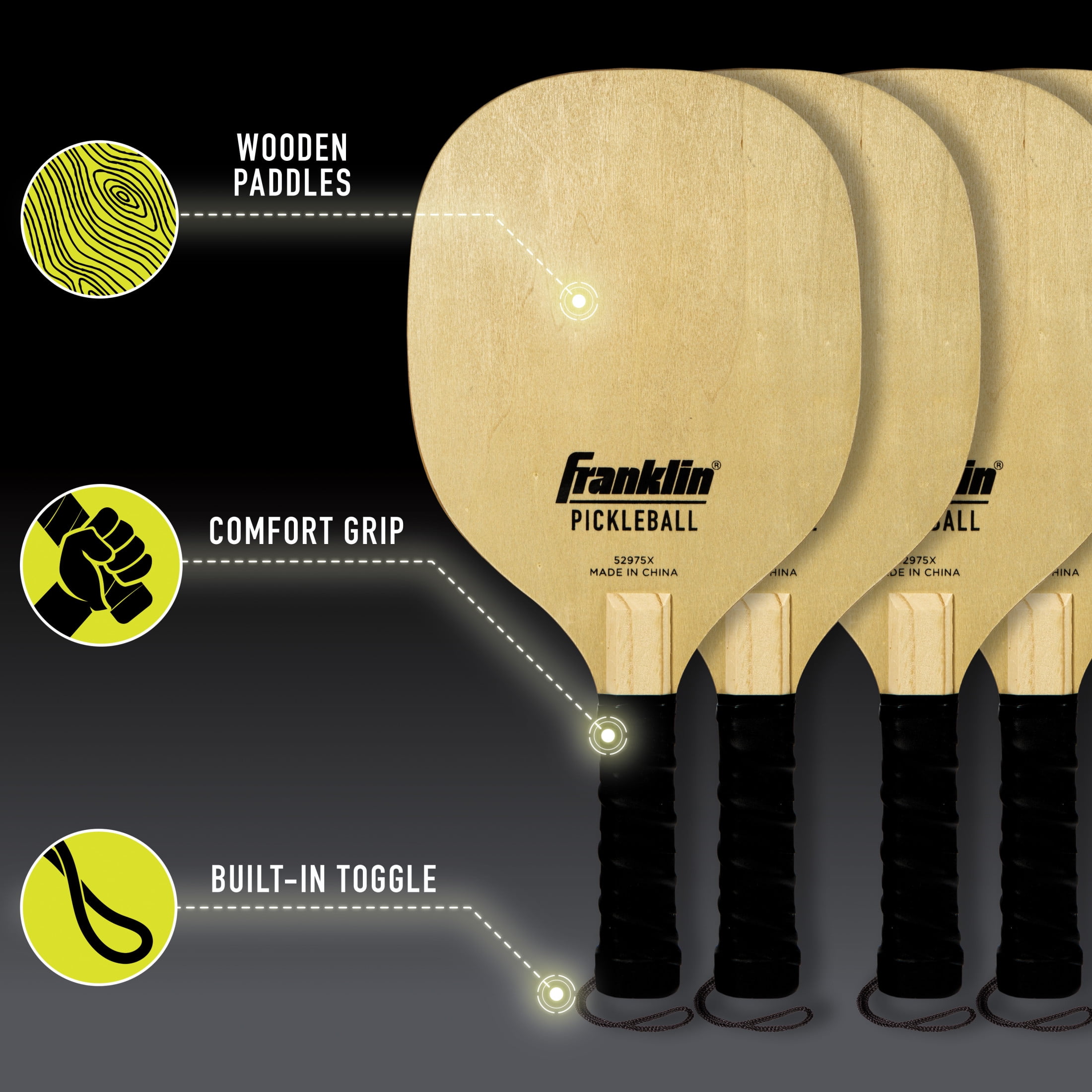 Franklin Sports Pickleball Net Set with 4 Paddles and 4 Balls (White, 22 ft) 64wj2