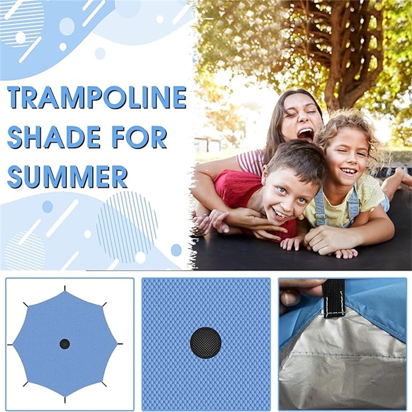 qolami Trampoline Shade Cover, Weather-Resistant Sunscreen Canopy for Outdoor Backyard Playgrounds (Blue, 16 ft) btmvp
