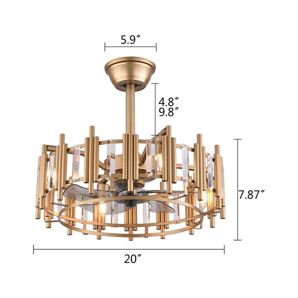 YI YIBYUS 20 in Ceiling Fan with Light, Indoor/Outdoor Flush Mount Fan, Remote Control (Gold, 20 in) 4y2nh