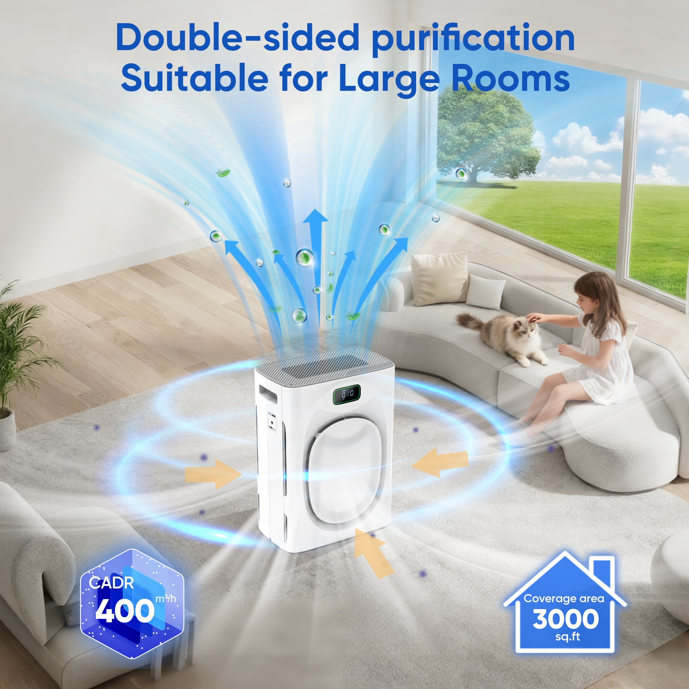 KEN BROWN Smart Air Purifier for Pet Families, H13 HEPA Filter, WiFi Enabled (Brown, 2500 sq ft) y5t7m