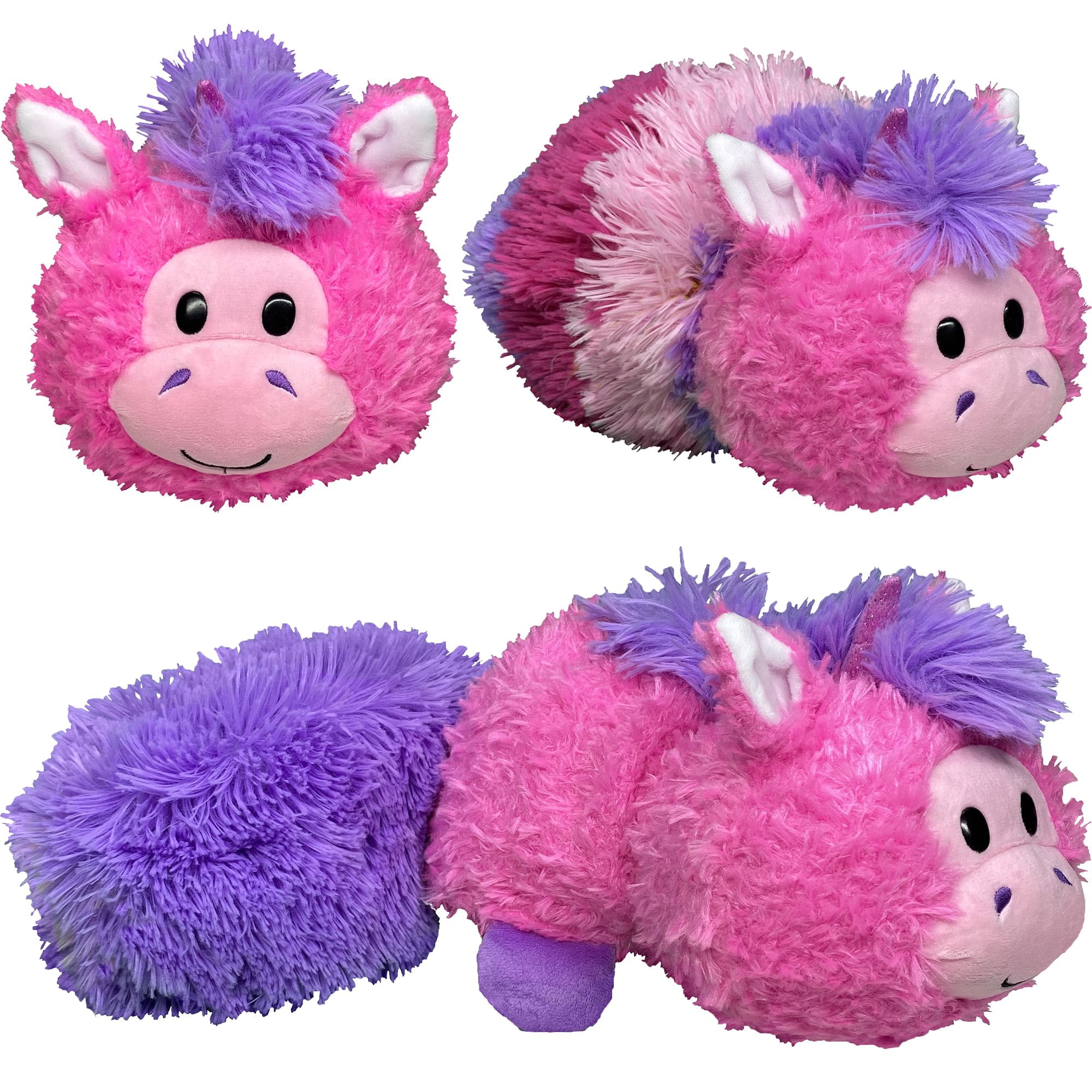 FlipaZoo Magic Tails 2-in-1 Reversible Plush Toy (Pink Unicorn to White Cat, 3 in) 519l8