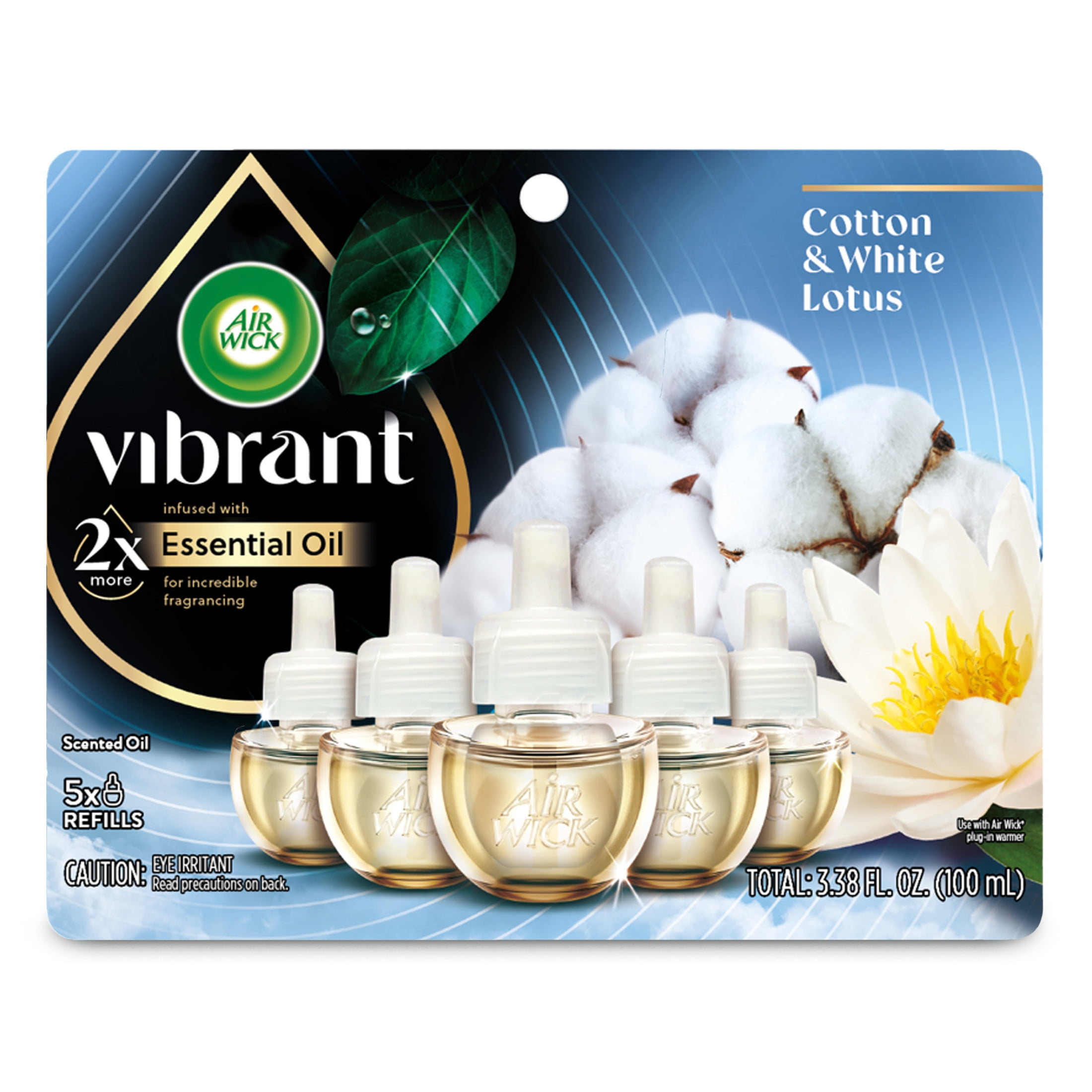Air Wick Vibrant Plug-In Scented Oil Refills, Cotton and White Lotus, Long-Lasting Home Fragrance (5 Count) l6ef1