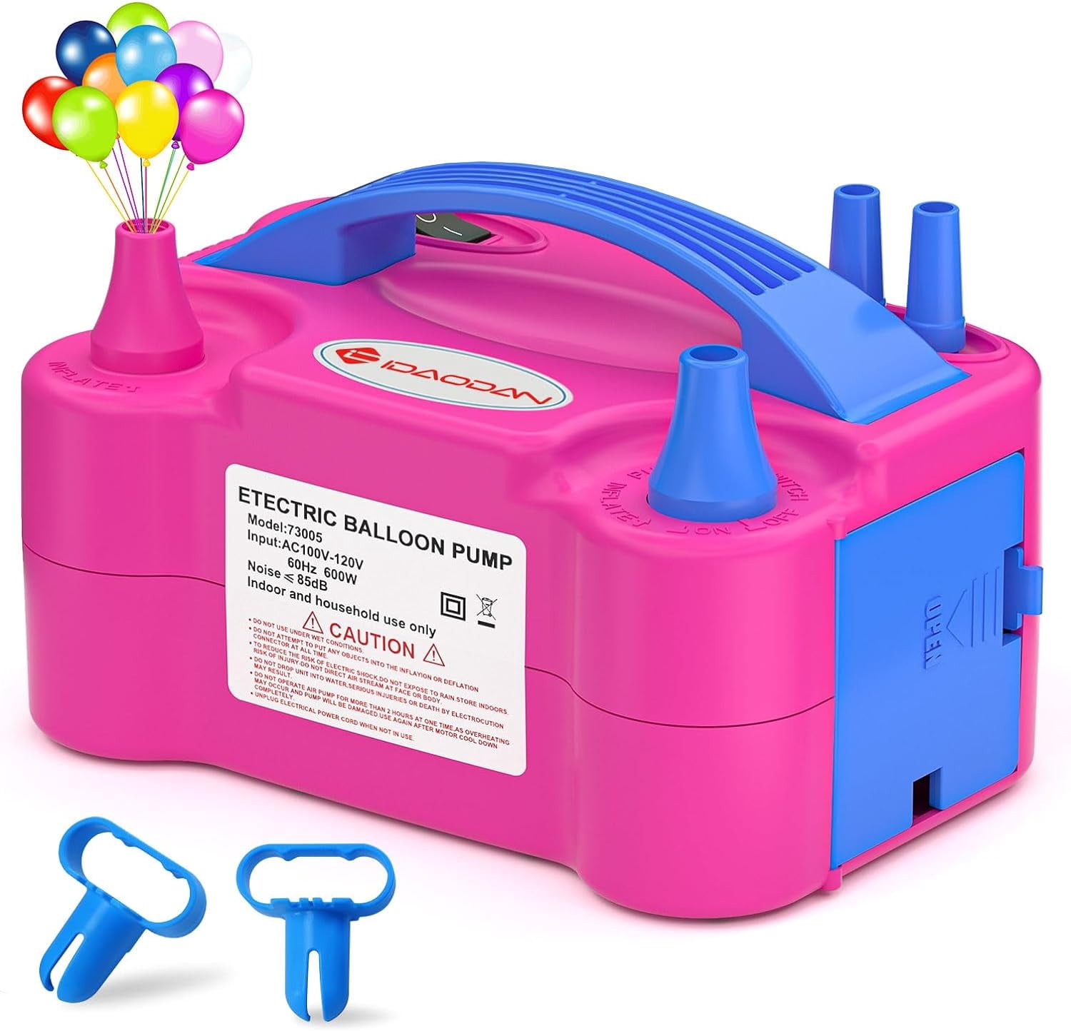 Generic 4-in-1 Electric Balloon Pump with Triple Nozzles, Dual Motor Inflator and Deflator for Latex and Foil Balloons (1.5 lb) 6isoo