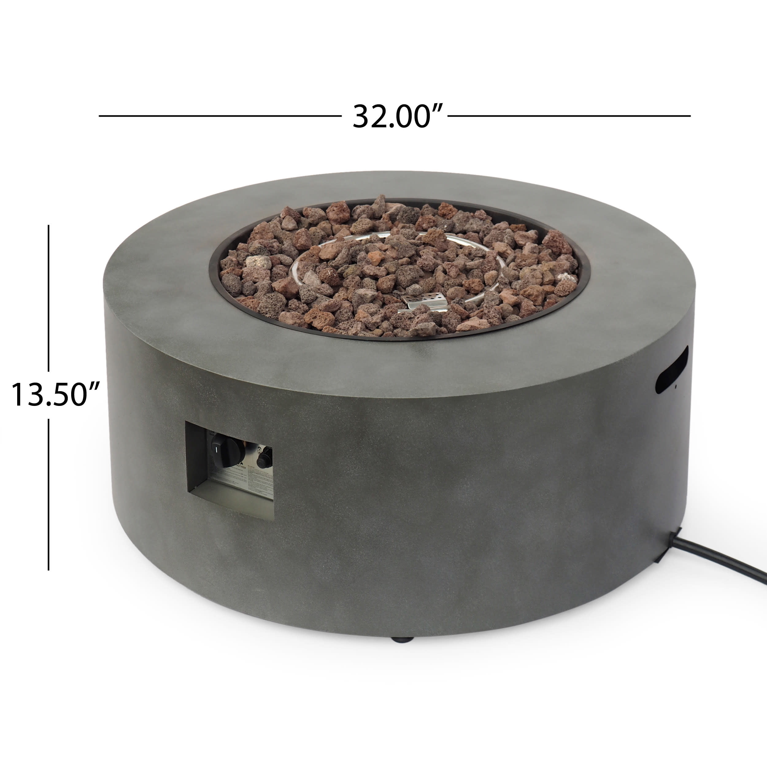 Noble House Reign Metal Outdoor Circular Fire Pit (40,000 BTU, Brown, 32 in x 32 in x 13.5 in) eqvk2