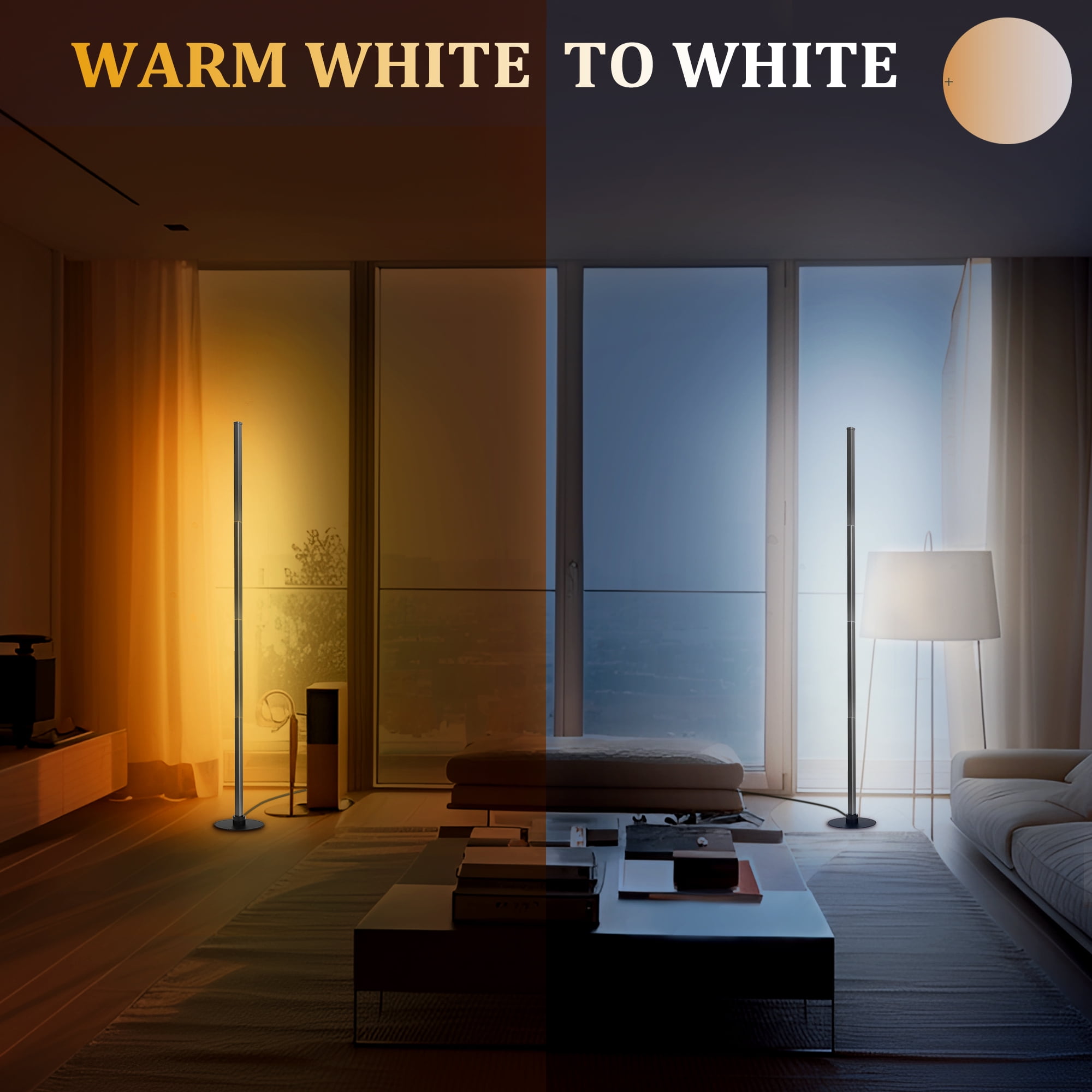 PMS Modern LED Floor Lamp, Color Changing Standing Corner Light with Remote and App Control (63 in) 01iin - Image 6
