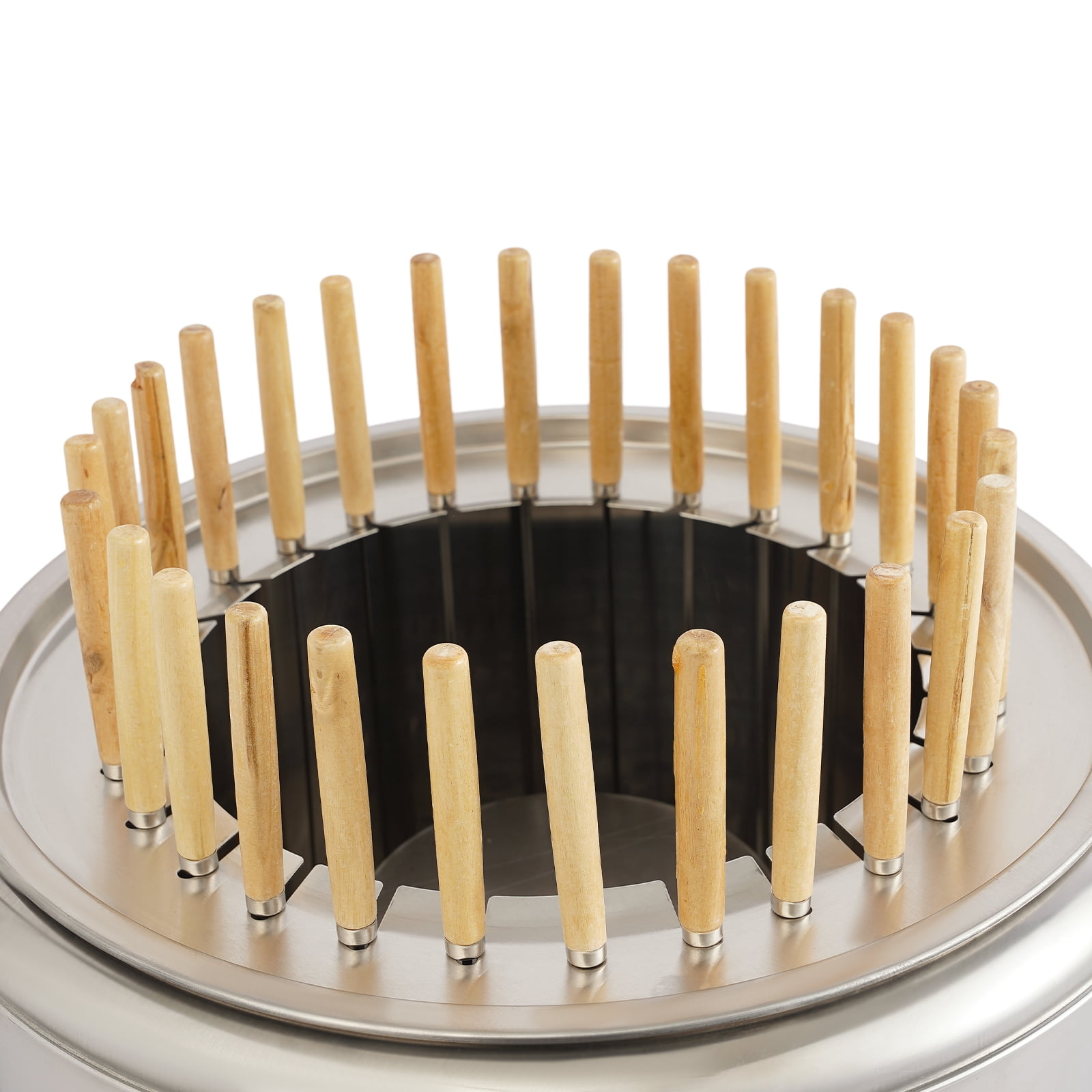 Generic Portable Smokeless Charcoal Barrel Grill, Stainless Steel Kebab BBQ with 28 Skewer Capacity (Silver, 1 Unit) qsnsc