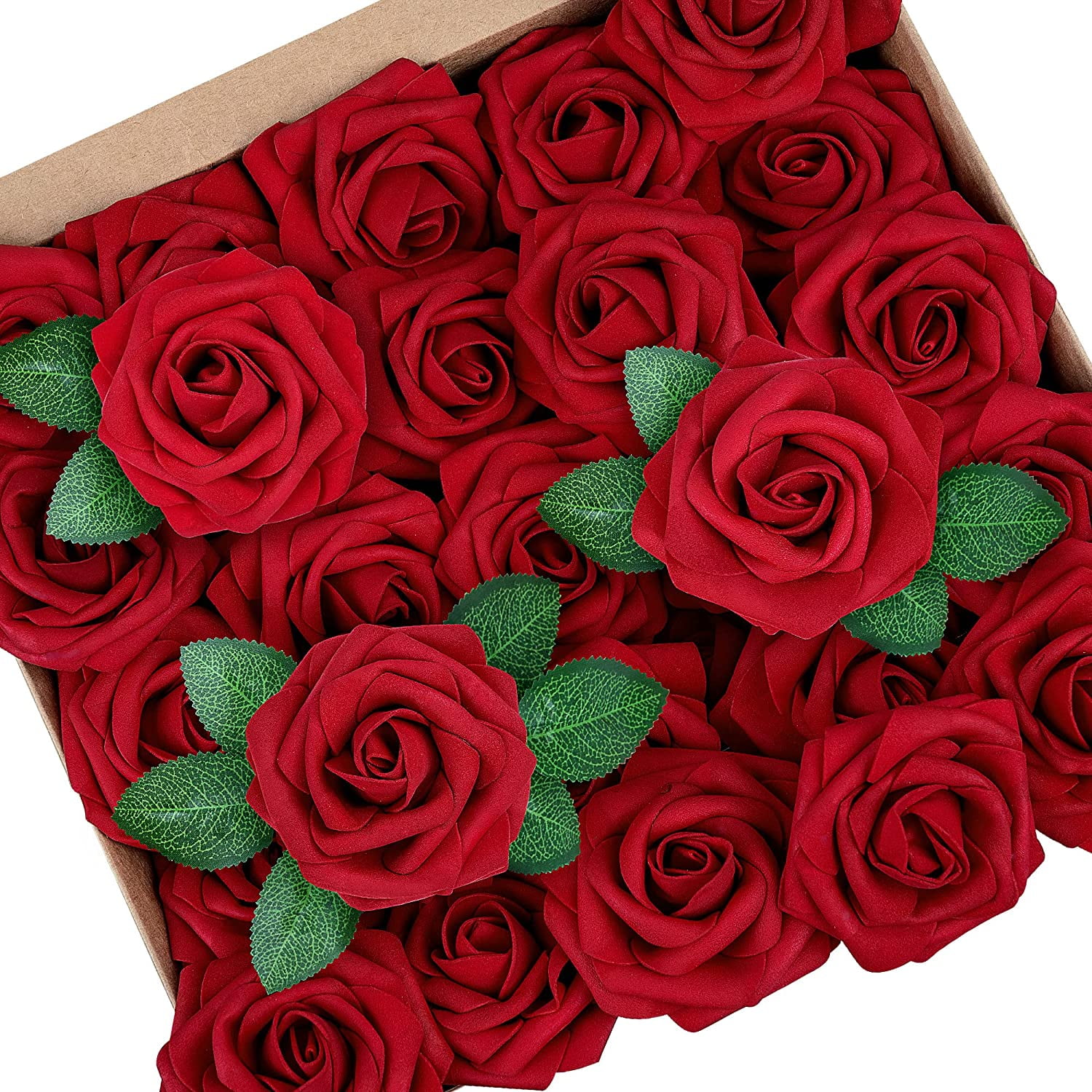 Mocoosy Artificial Foam Roses for DIY Floral Arrangements and Wedding Decor (Dark Red, 50 Pack) 0ninj